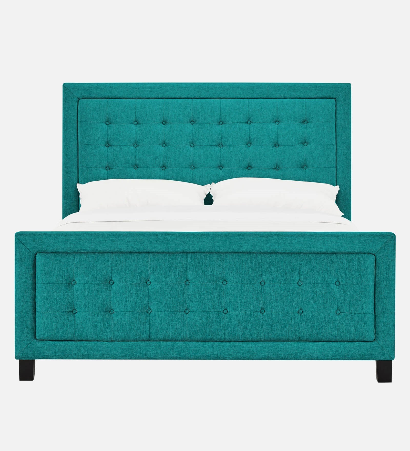 Kaster Fabric Upholstered Queen Size Bed In Sea Green Colour - Febonic Living