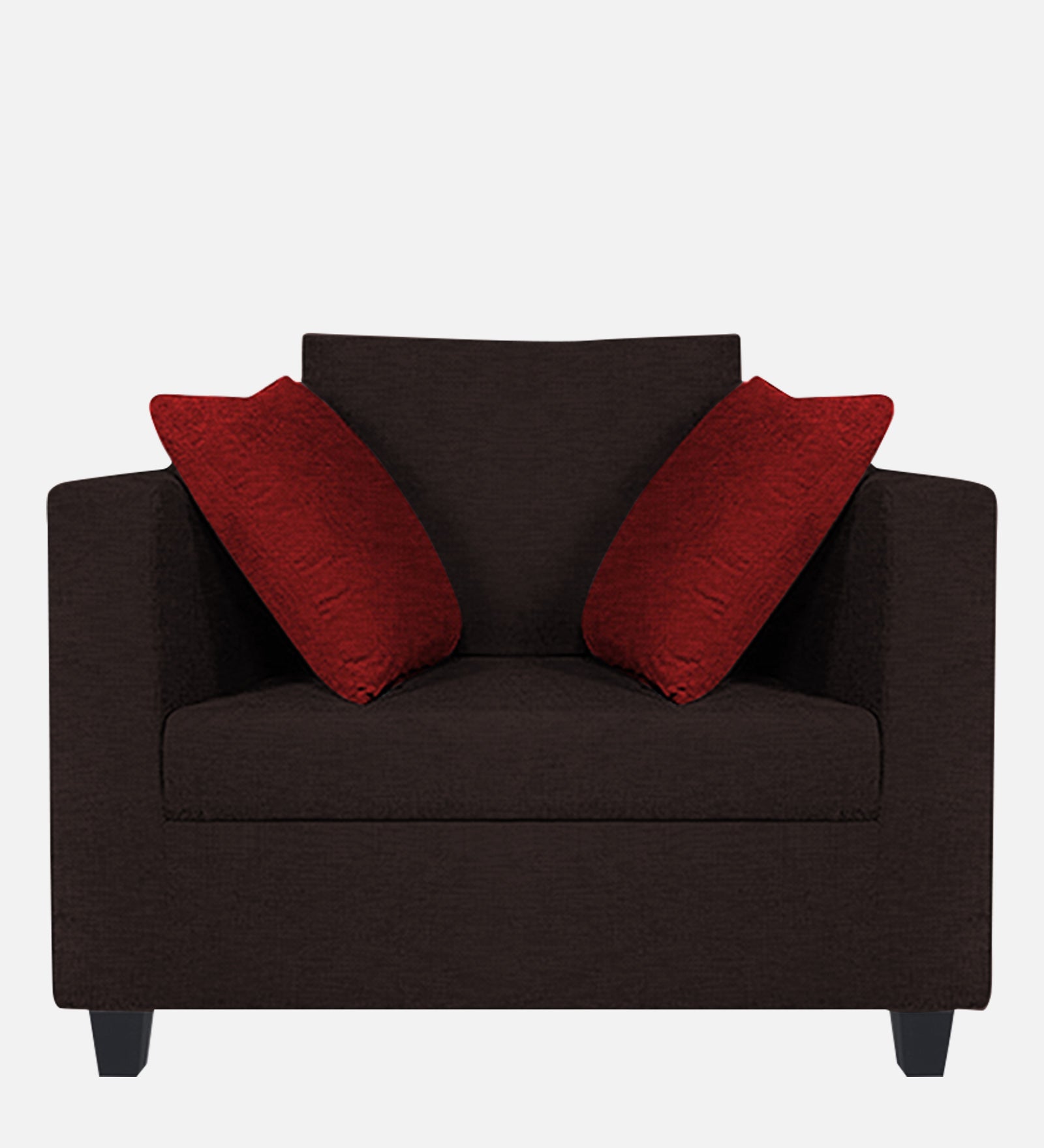 Nuska Fabric 1 Seater Sofa In Dark Brown Colour - Febonic Living