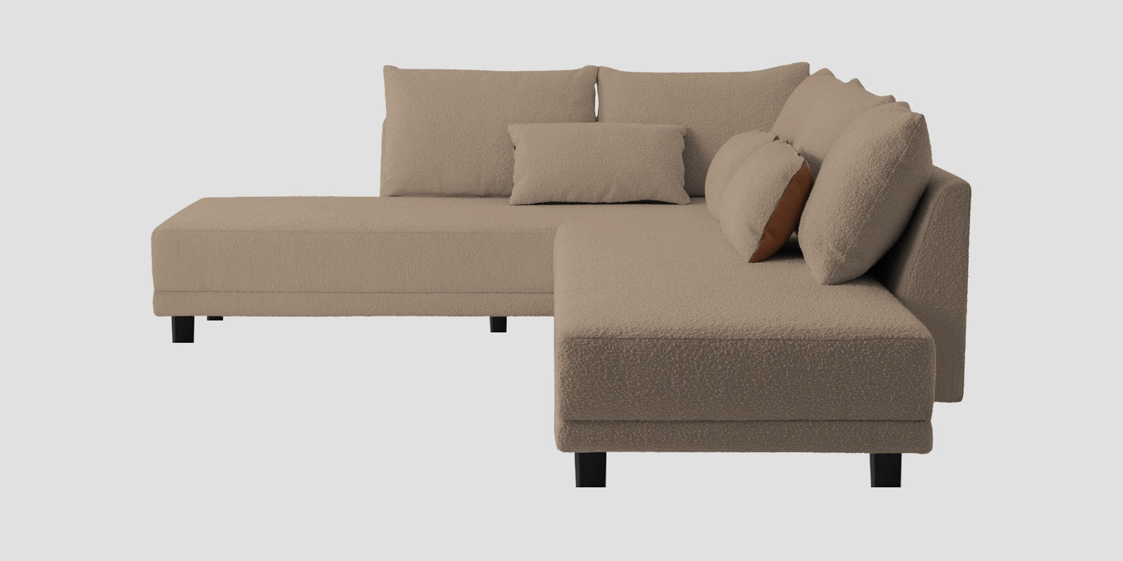 Ira Boucle Fabric RHS 6 Seater Convertible Sofa Cum Bed In Mushroom Beige Colour - Febonic Living