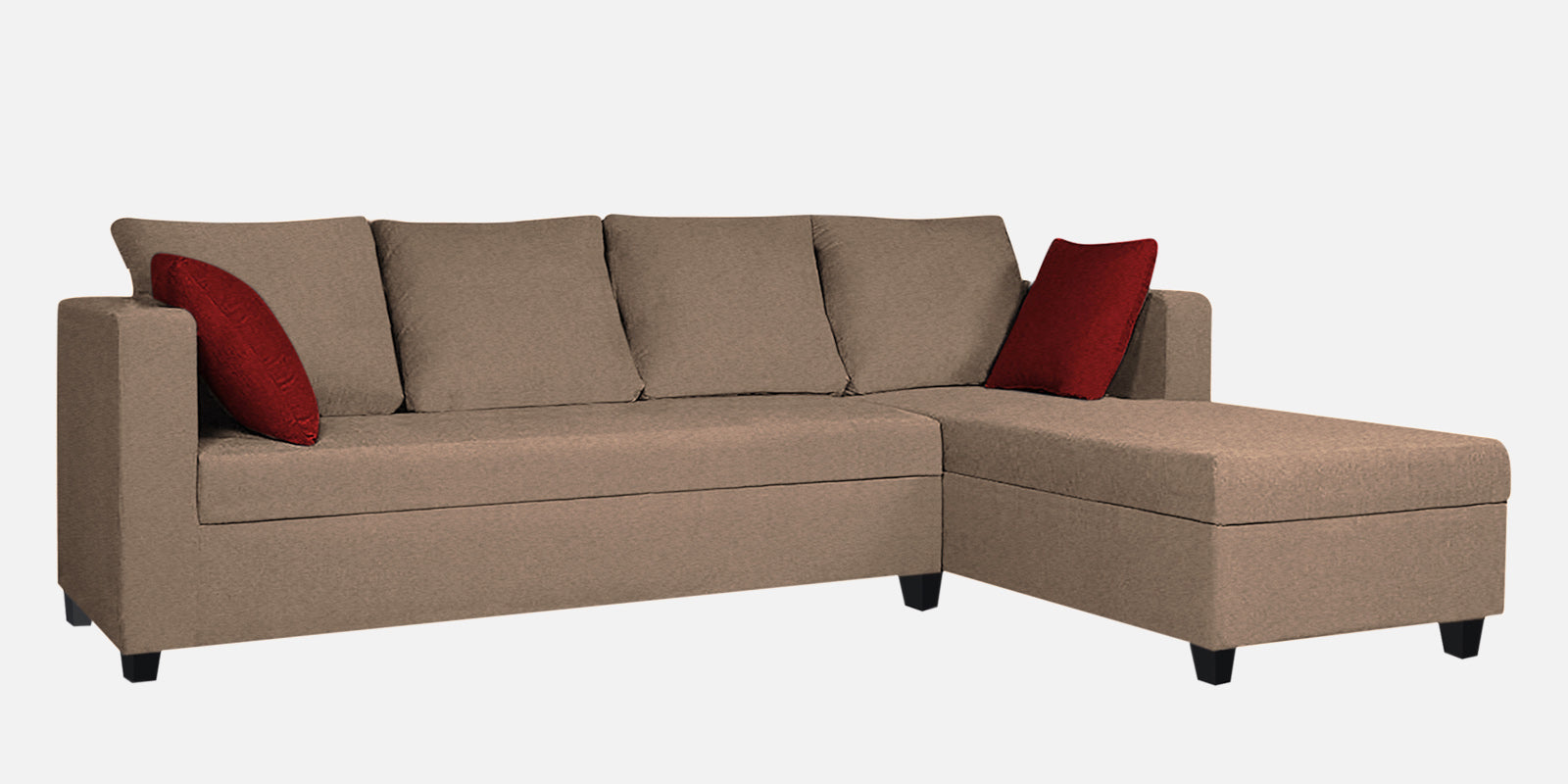 Nebula Fabric LHS Sectional Sofa (3+Lounger) In Cookie Beige Colour - Febonic Living