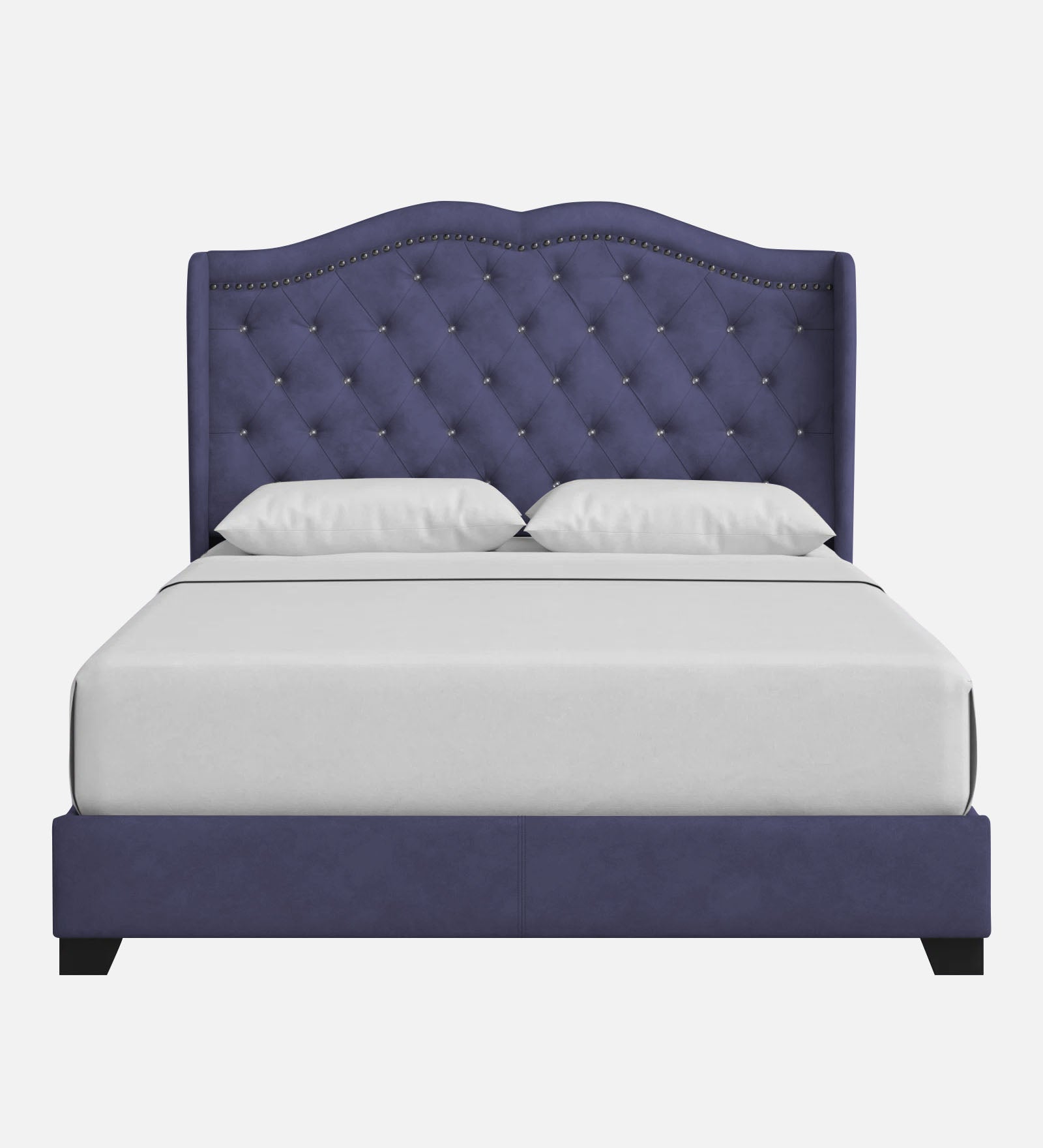 Blake Fabric Queen Size Bed in Slate Blue Colour - Febonic Living