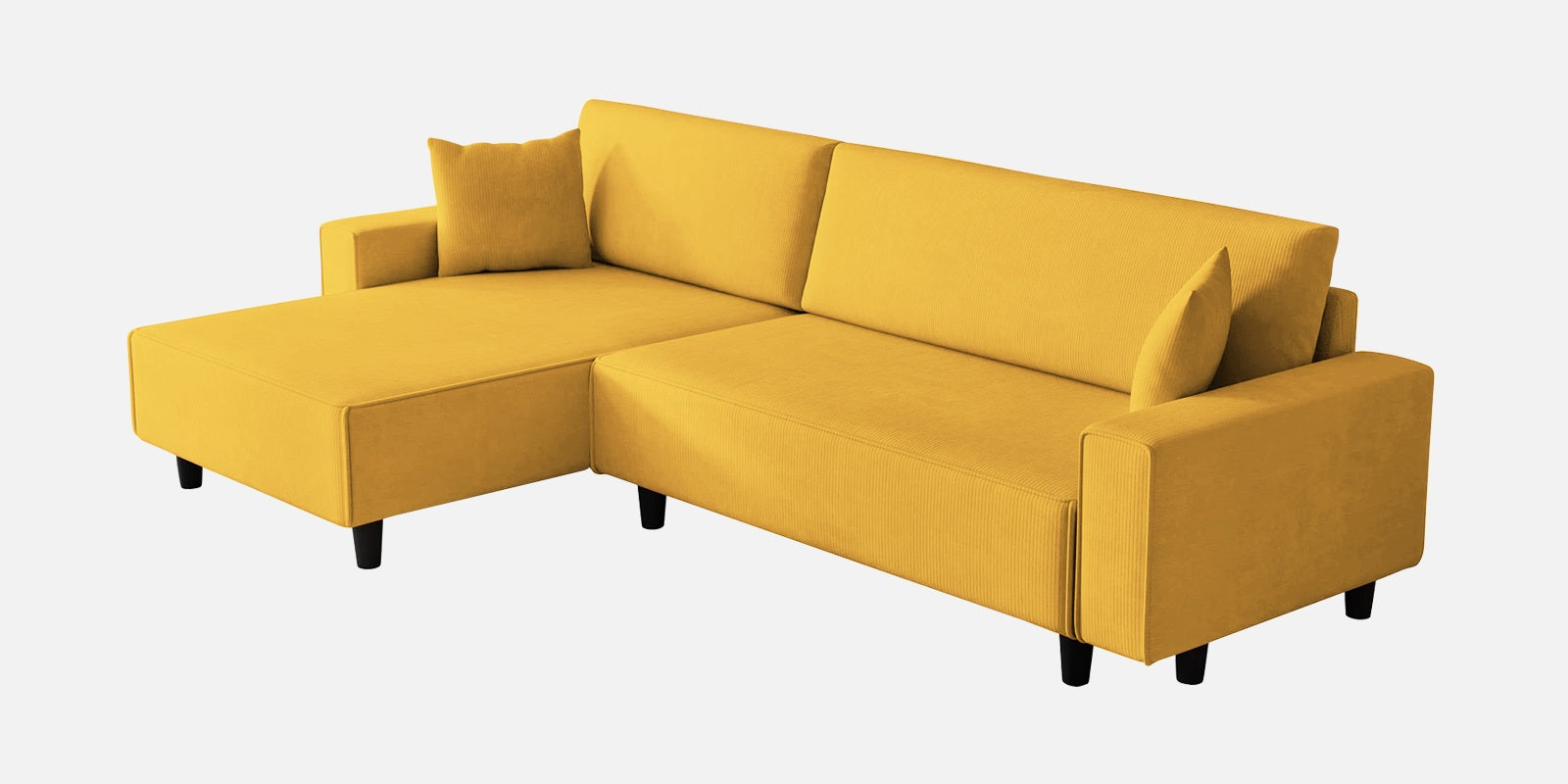 Peach Fabric LHS 6 Seater Sofa Cum Bed With Storage In Bold Yellow Colour - Febonic Living