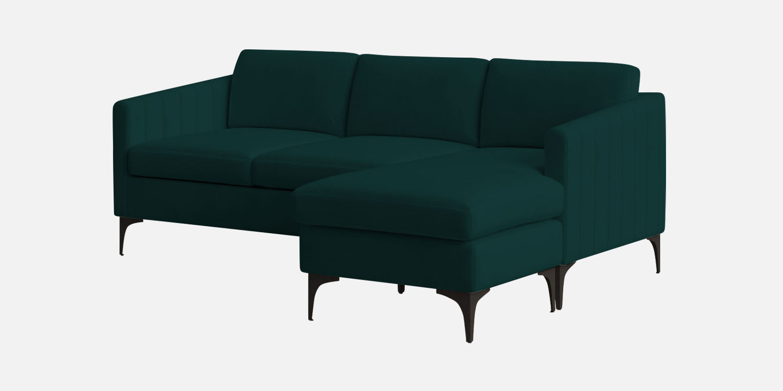 Haru Fabric LHS Sectional Sofa (2+Lounger) In Forest Green Colour - Febonic Living