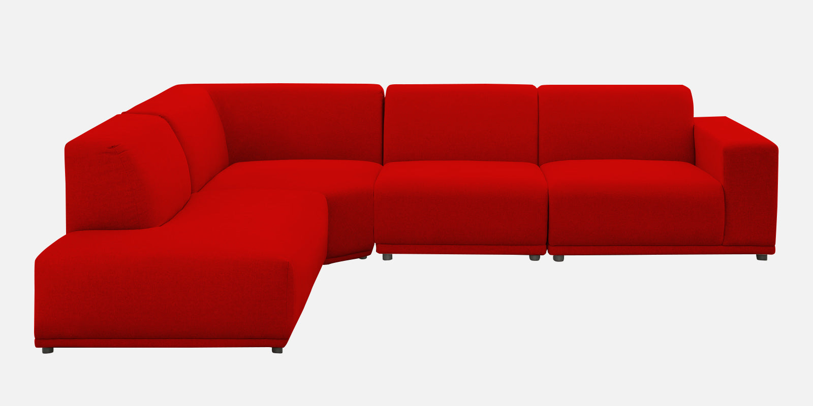 Adam Fabric LHS Sectional Sofa (3+Ottoman Lounger) In Ruby Red Colour - Febonic Living