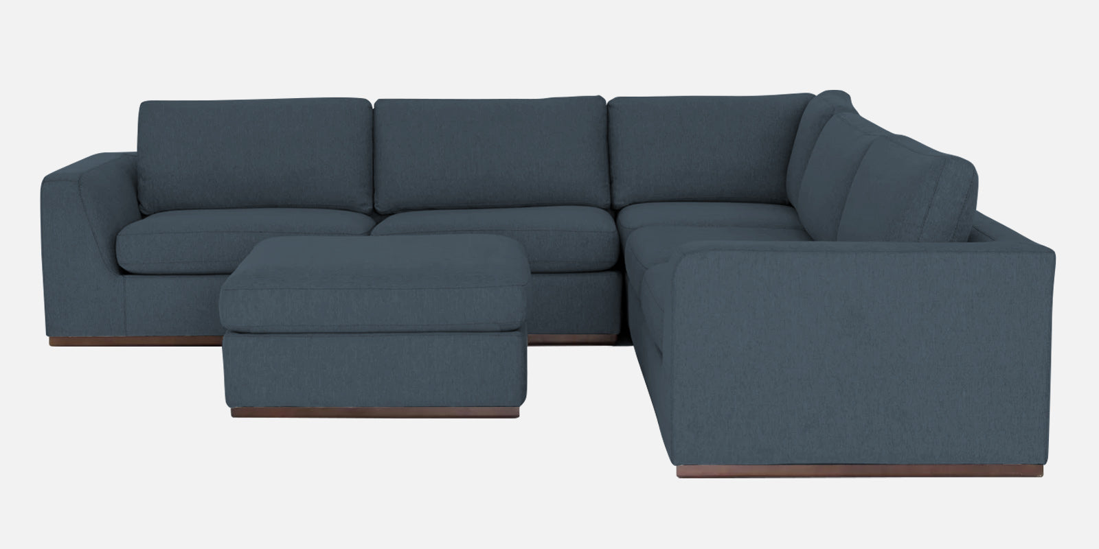 Freedom Velvet 6 Seater RHS Corner Sofa In Oxford Blue Colour With Ottoman - Febonic Living