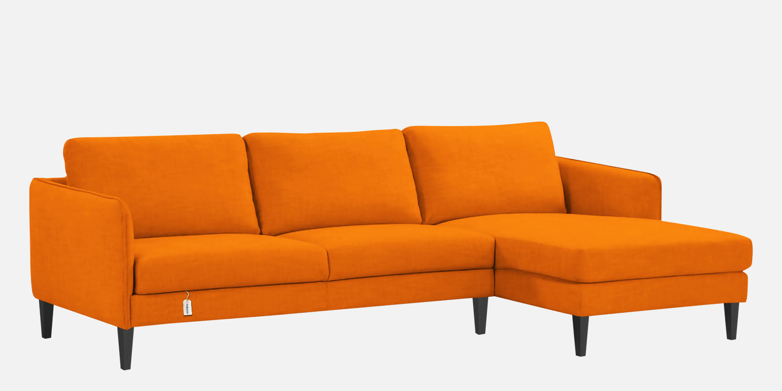 Piku Fabric LHS Sectional Sofa (3+Lounger) In Vivid Orange Colour - Febonic Living