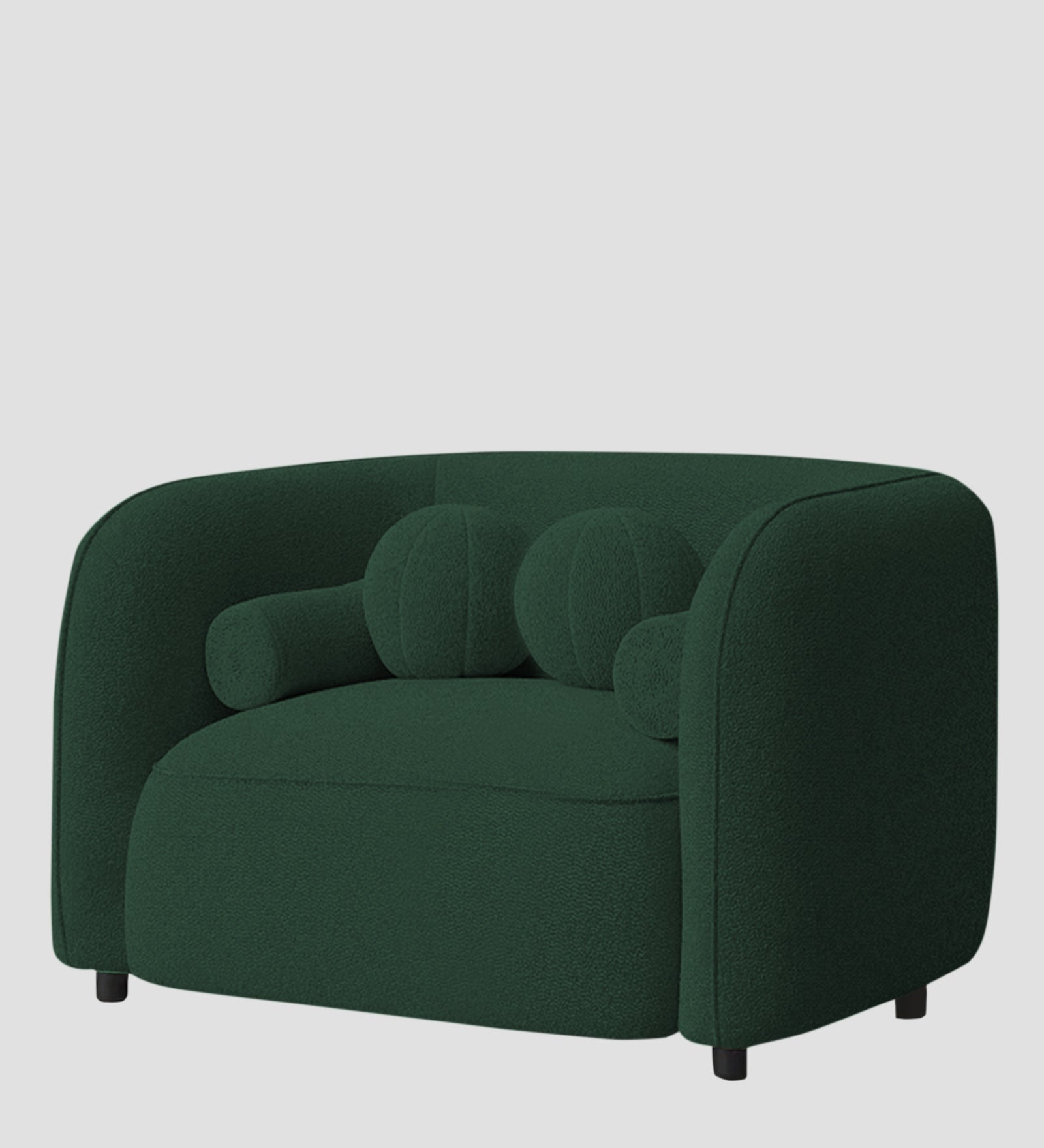 Corny Boucle Fabric 1 Seater Sofa In Hunter Green Colour - Febonic Living