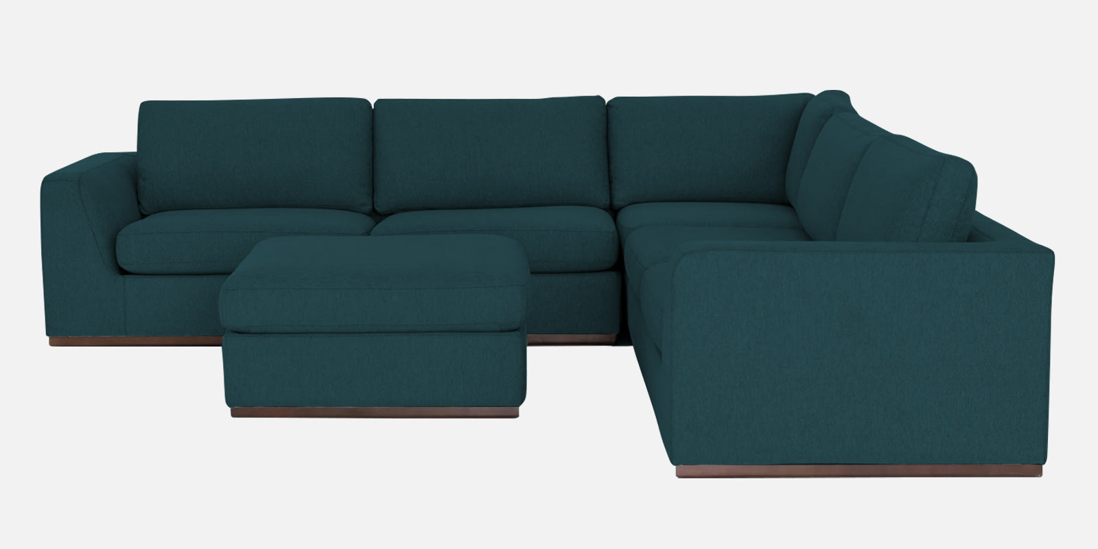 Freedom Velvet 6 Seater RHS Corner Sofa In Arabian Green Colour With Ottoman - Febonic Living