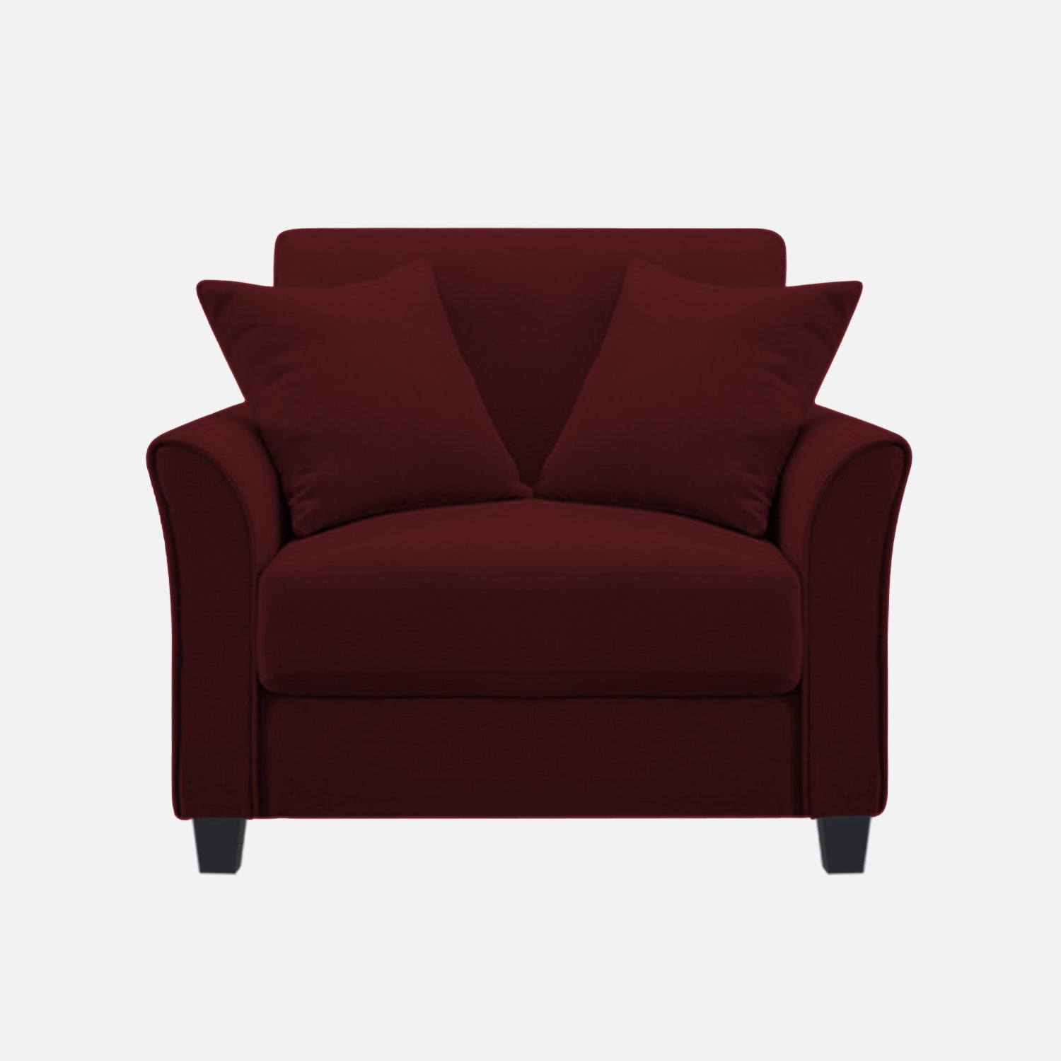 Daroo Velvet 1 Seater Sofa In Blood Maroon Colour - Febonic Living