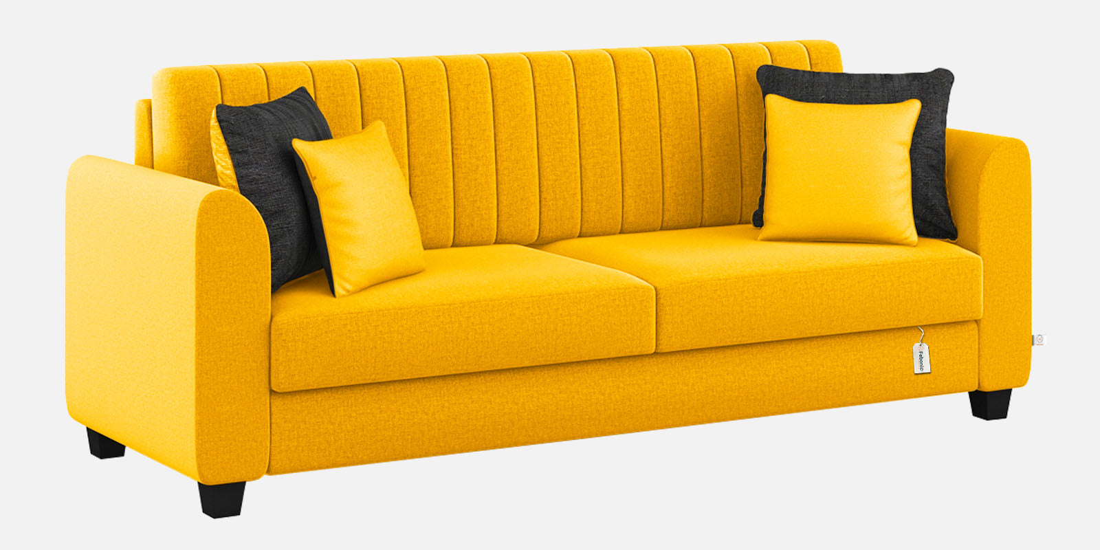 Cosmic Fabric 3 Seater Sofa In Bold Yellow Colour - Febonic Living