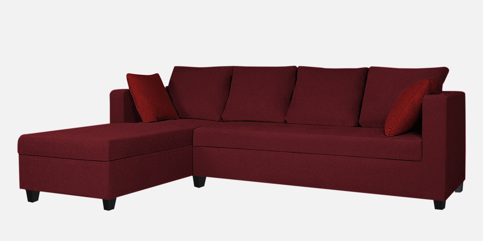 Nebula Fabric RHS Sectional Sofa (3+Lounger) In Blood Maroon Colour - Febonic Living