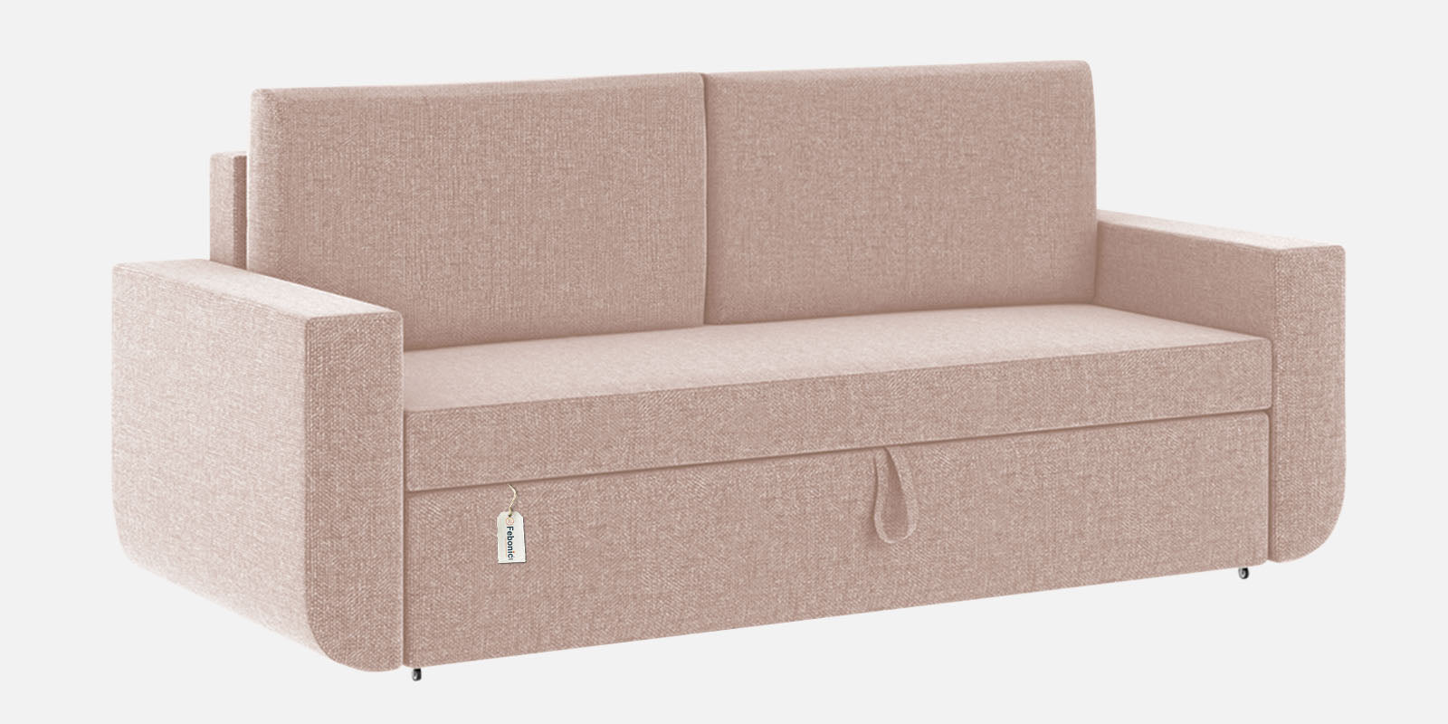 Grace Fabric 3 Seater Pull Out Sofa Cum Bed In Woom Beige Colour With Storage - Febonic Living