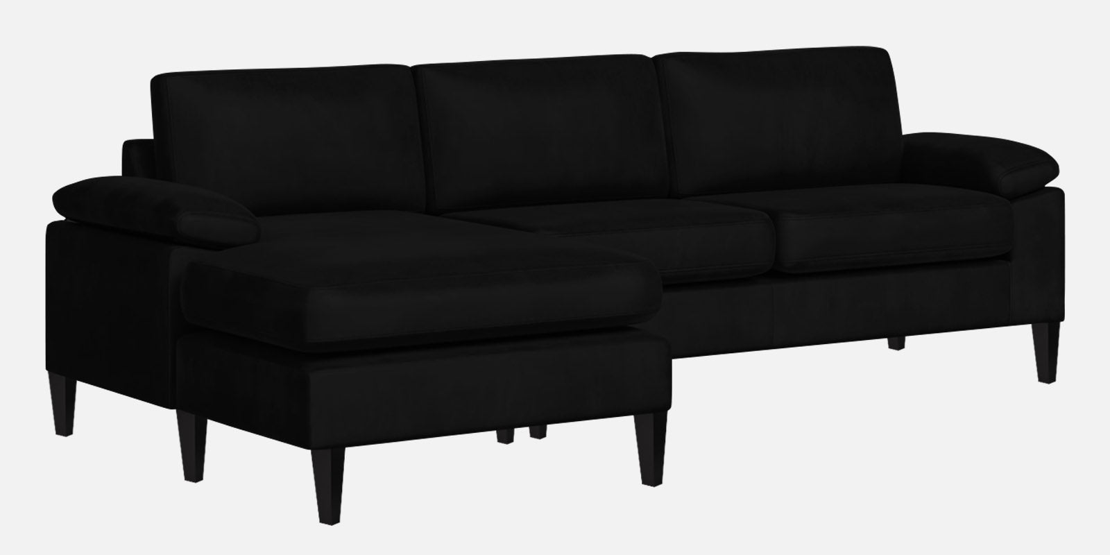 Vegas Velvet RHS Sectional Sofa (3+Lounger) In Adam Black Colour - Febonic Living