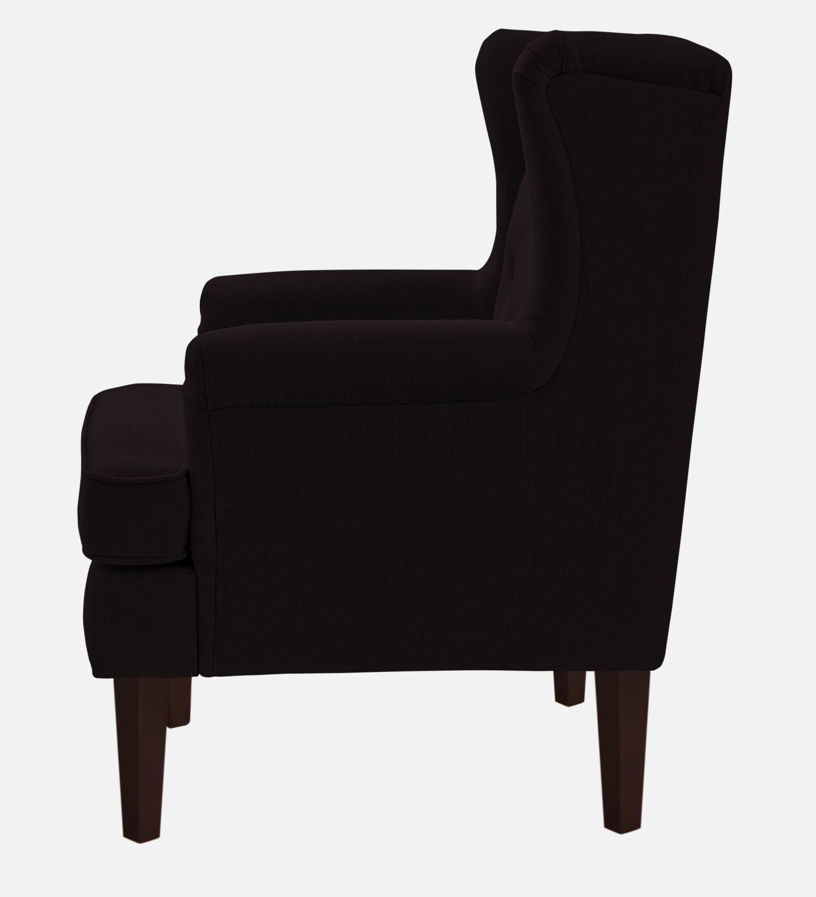Deyuk Fabric Wing Chair In Cara Brown Colour - Febonic Living