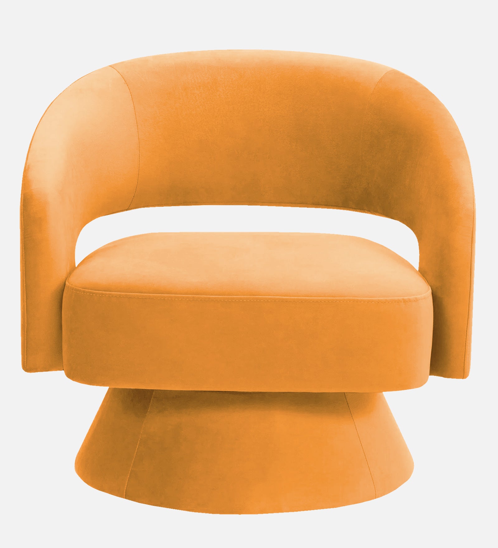 Pendra Velvet Swivel Chair In Tangerine Orange Colour - Febonic Living