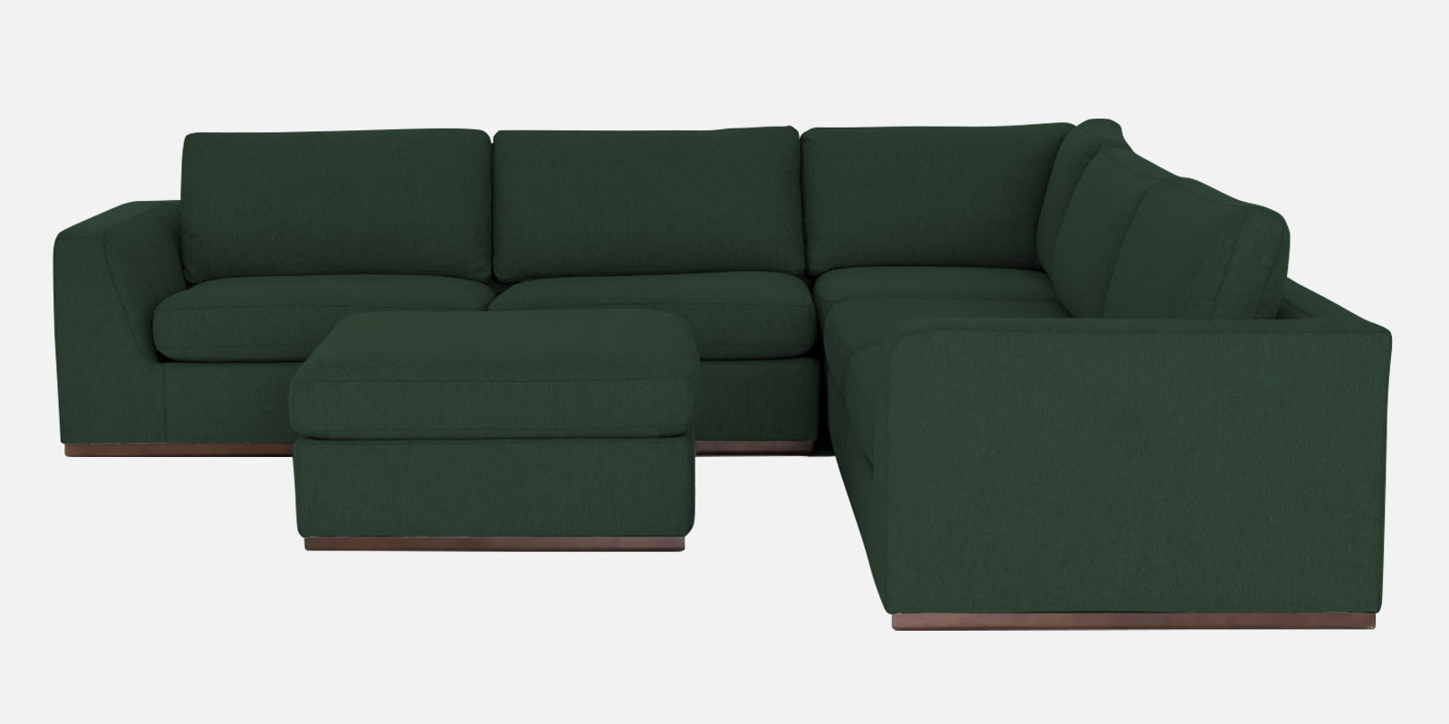 Freedom Velvet 6 Seater RHS Corner Sofa In Amazon Green Colour With Ottoman - Febonic Living