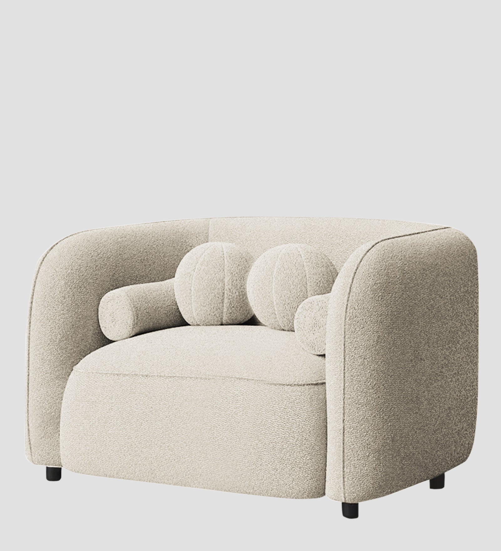 Corny Boucle Fabric 1 Seater Sofa In Shell White Colour - Febonic Living