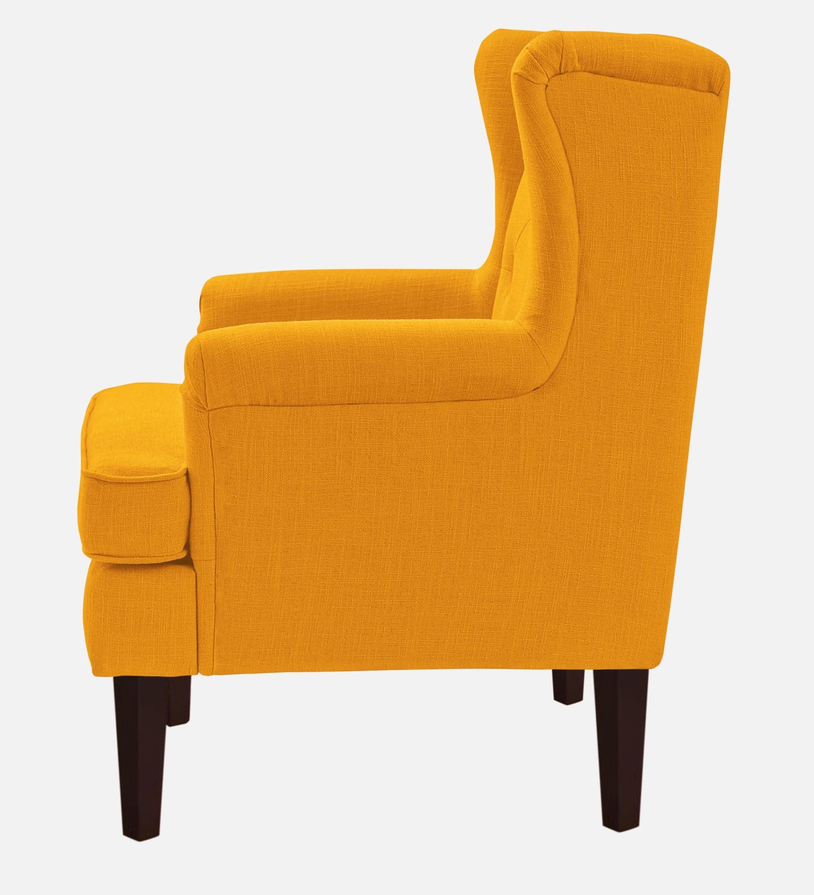 Deyuk Fabric Wing Chair In Bold Yellow Colour - Febonic Living