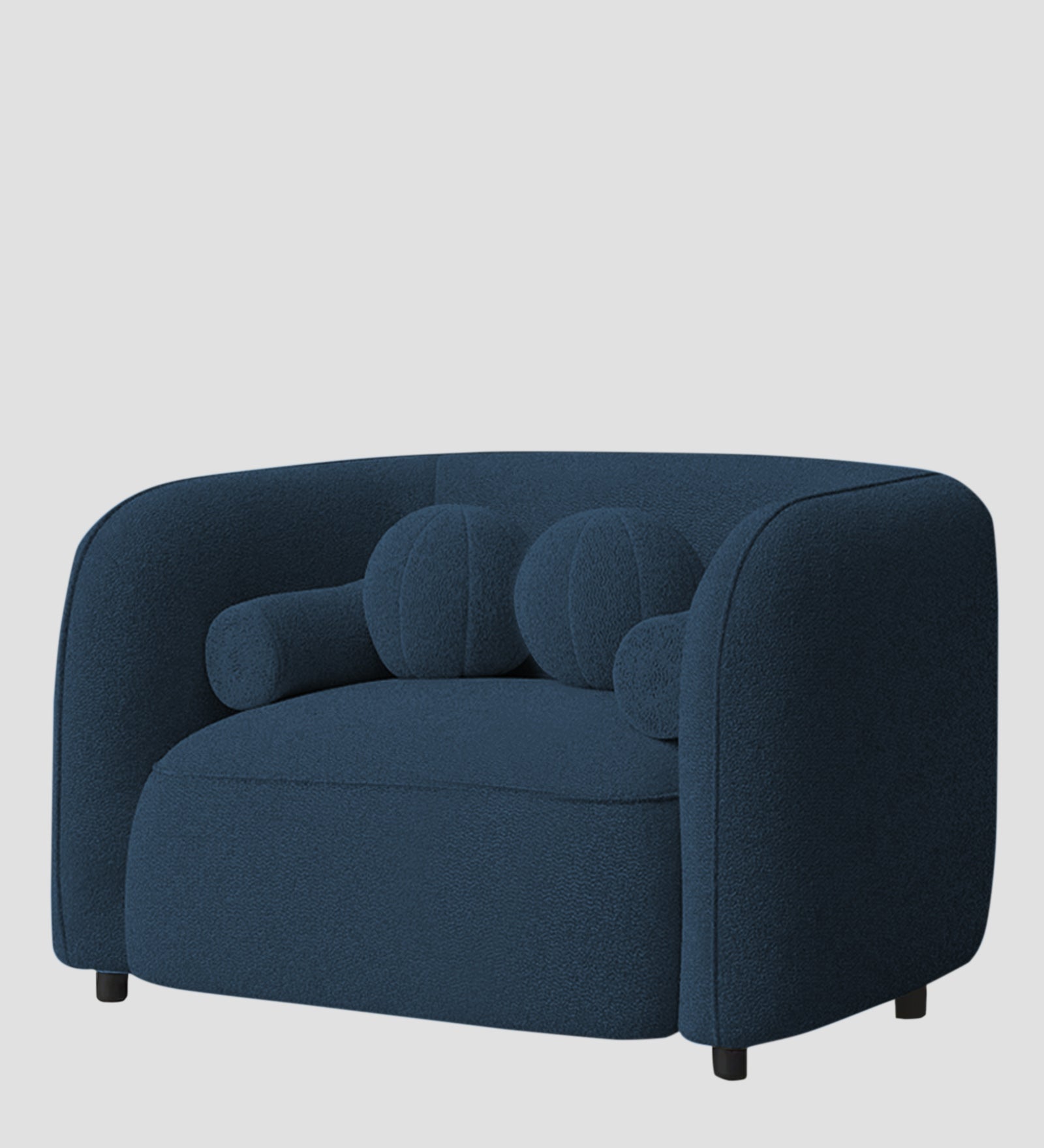 Corny Boucle Fabric 1 Seater Sofa In Classic Blue Colour - Febonic Living