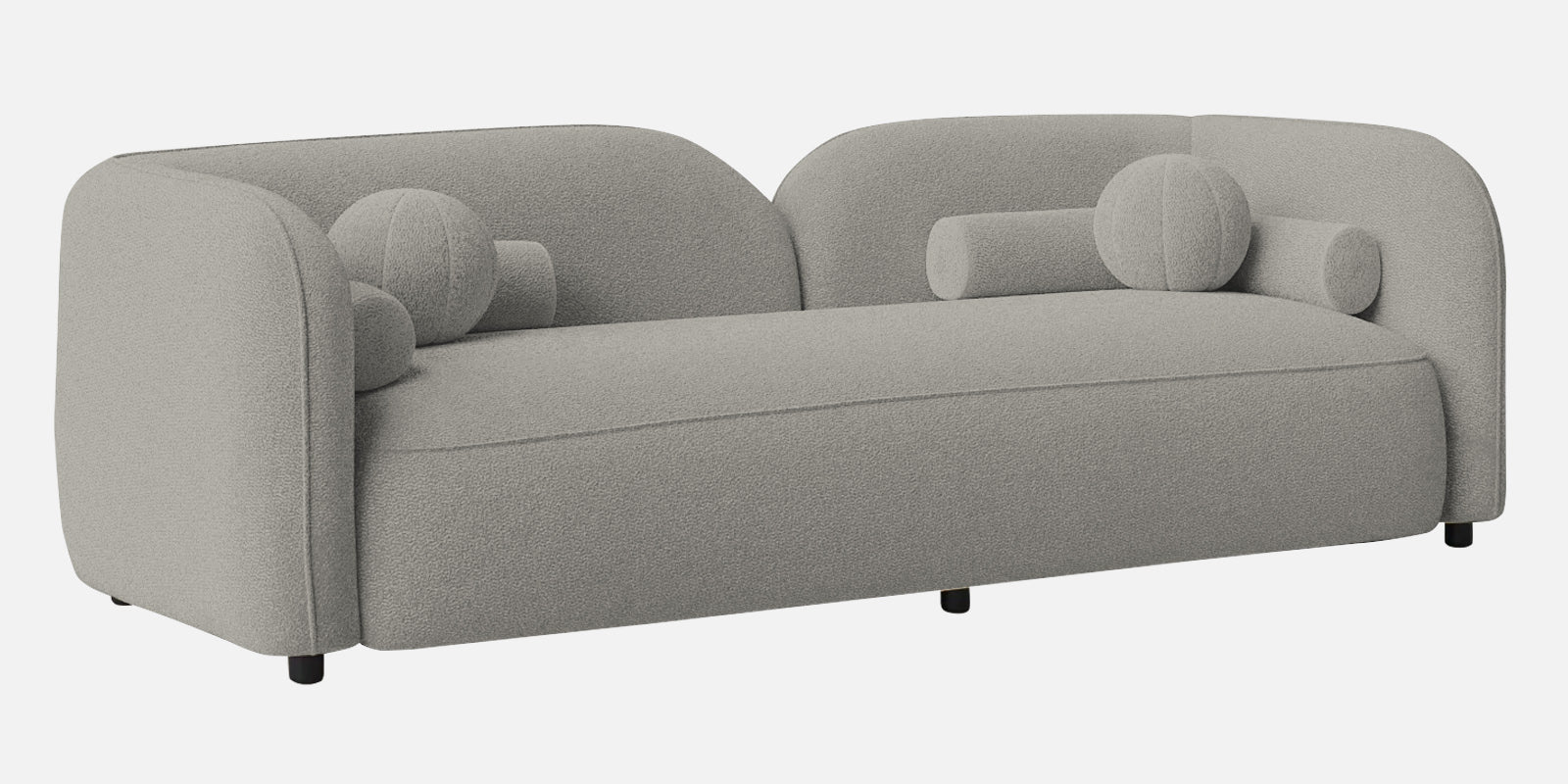 Corny Boucle Fabric 3 Seater Sofa In Fog Grey Colour - Febonic Living