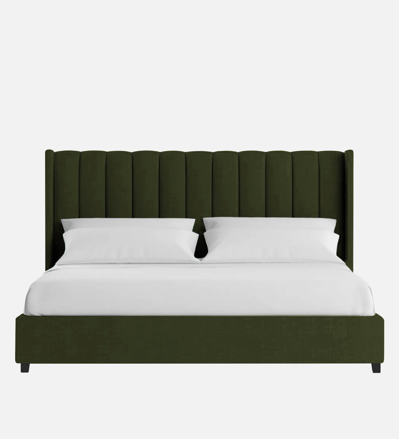 Colina Fabric Upholstered Queen Size Bed In Olive Green Colour With Box Storage - Febonic Living