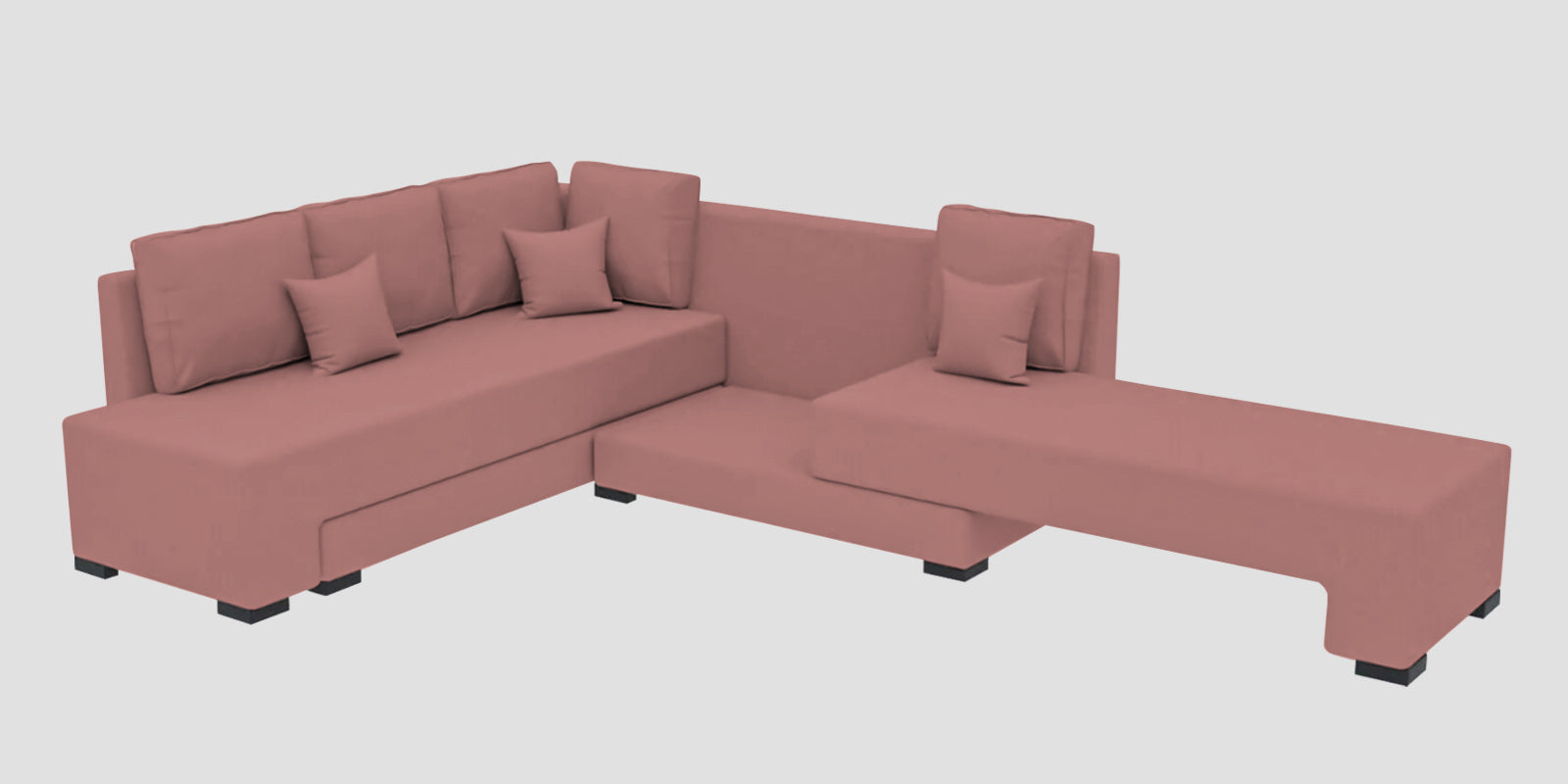 Corby Velvet LHS 6 Seater Convertible Sofa Cum Bed In Blush Pink Colour - Febonic Living