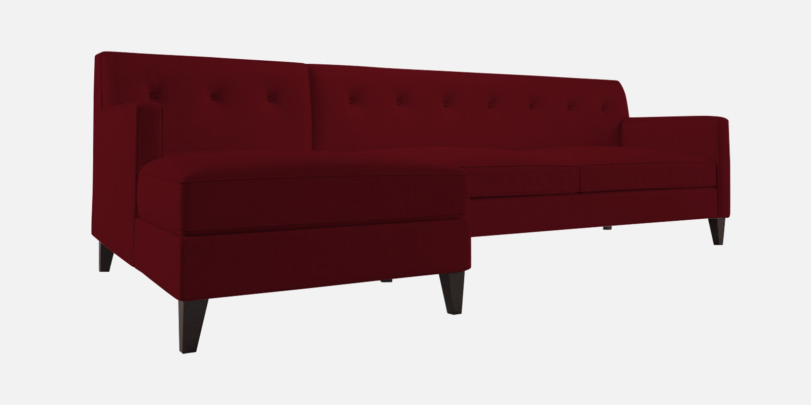 Miller Fabric RHS Sectional Sofa (3+Lounger) In Ruby Red Colour - Febonic Living