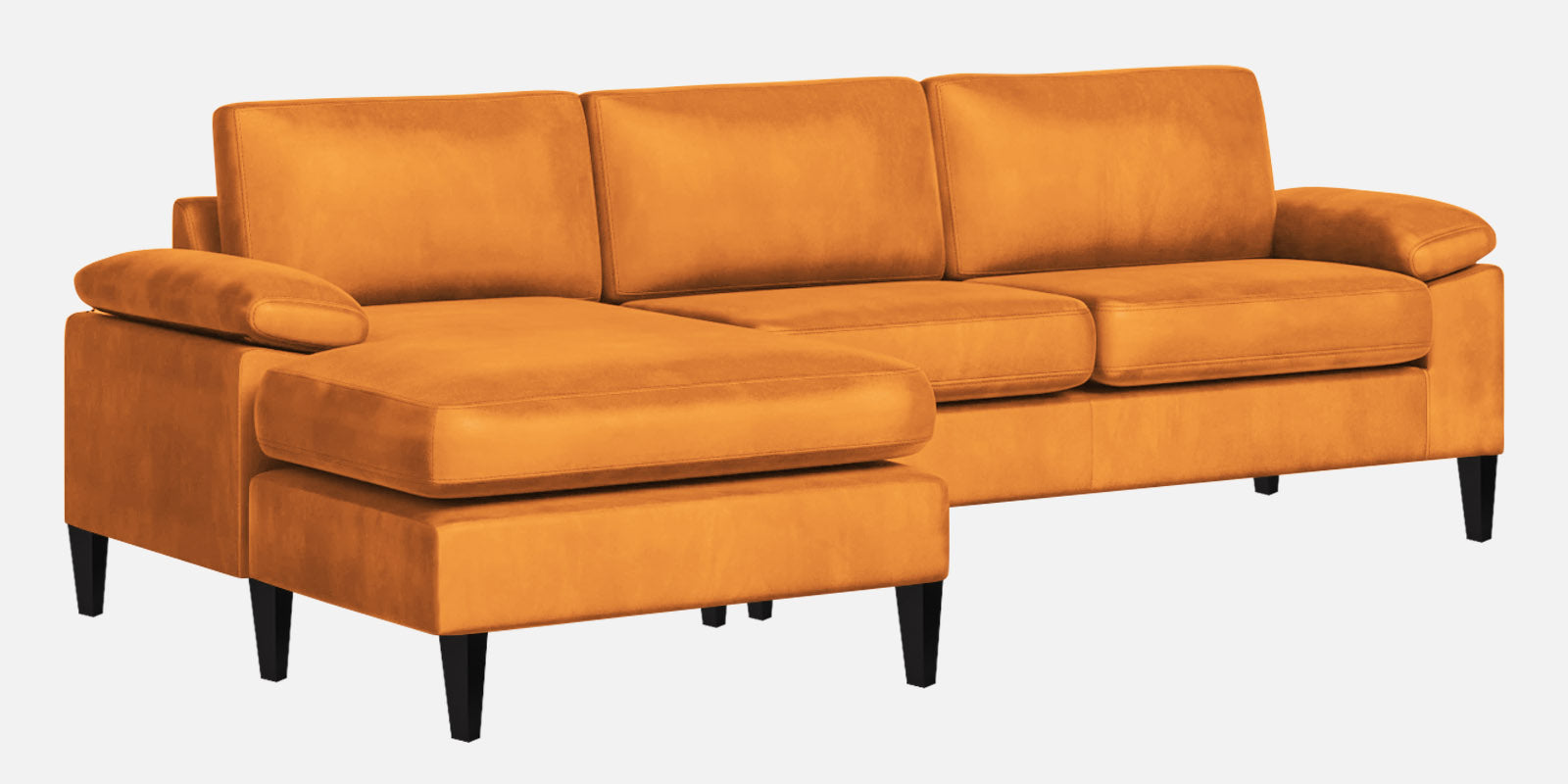 Vegas Velvet RHS Sectional Sofa (3+Lounger) In Tangerine orange Colour - Febonic Living