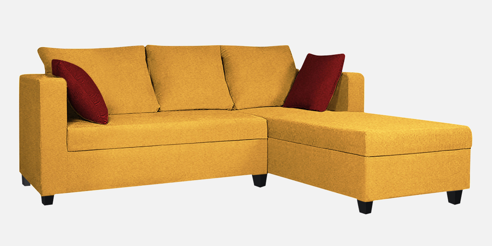 Nebula Fabric LHS Sectional Sofa (2+Lounger) In Bold Yellow Colour - Febonic Living
