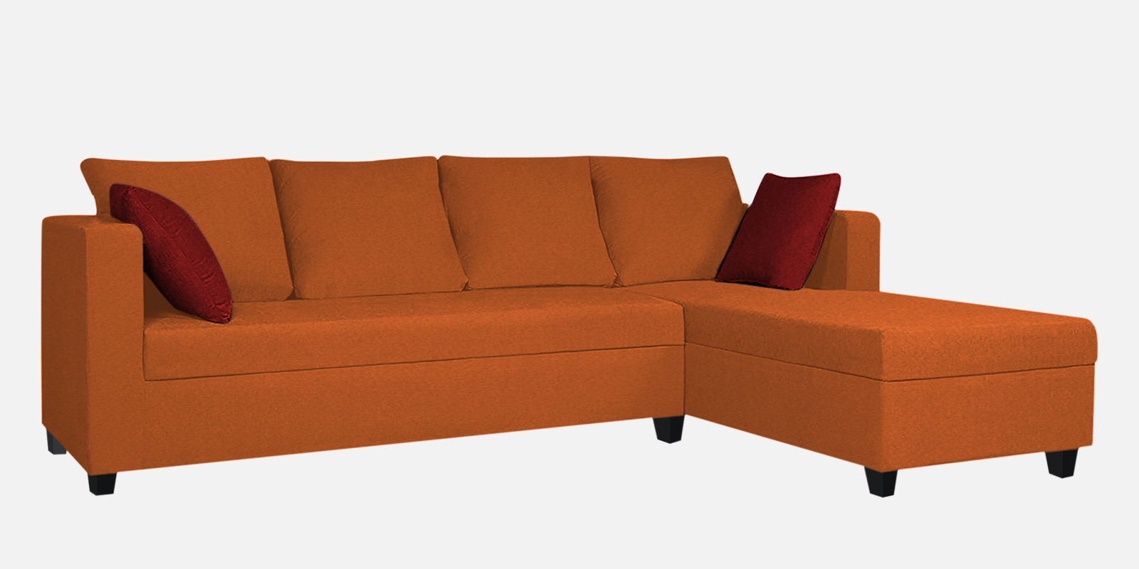 Nebula Fabric LHS Sectional Sofa (3+Lounger) In Vivid Orange Colour - Febonic Living