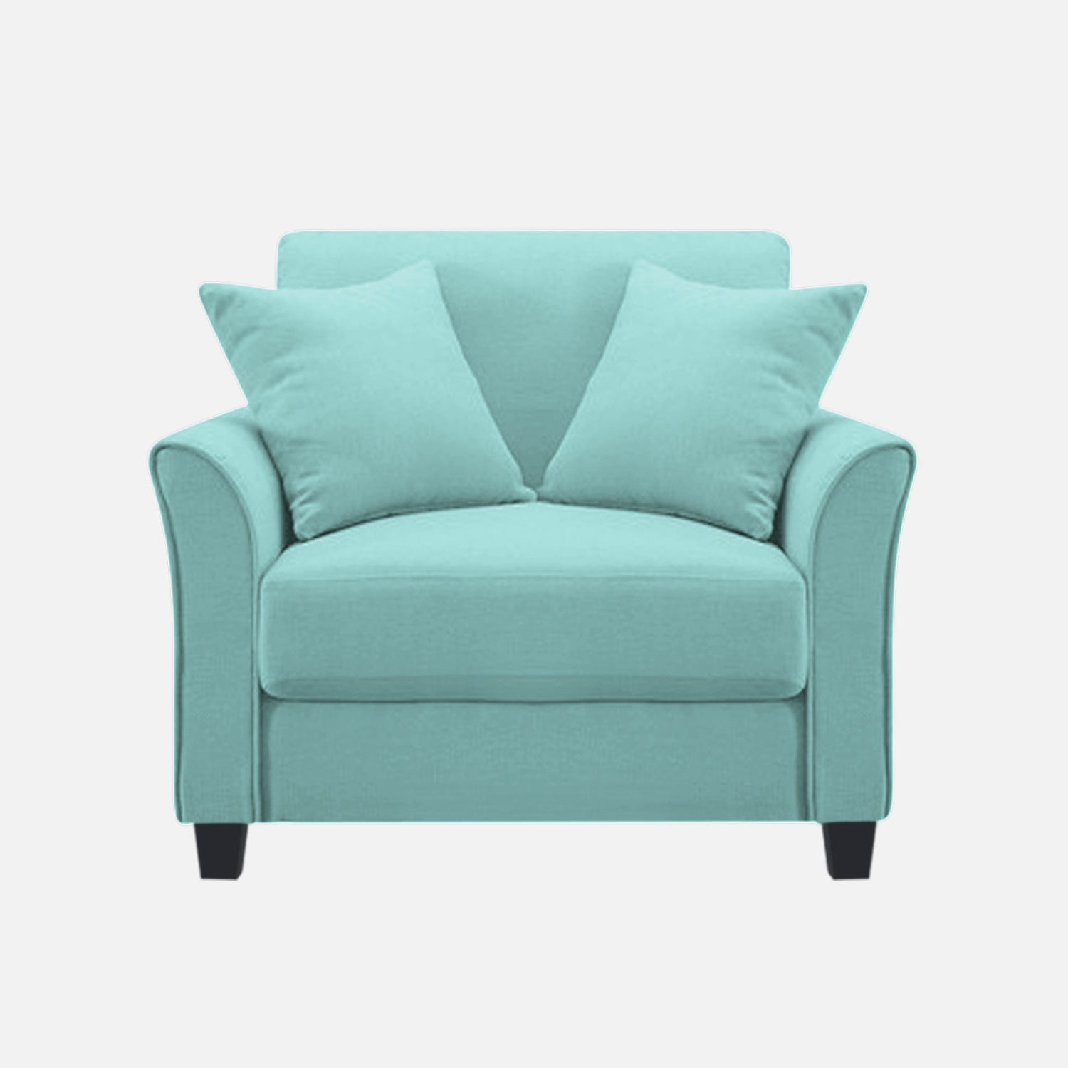 Daroo Velvet 1 Seater Sofa In Barmunda Aqua Colour - Febonic Living