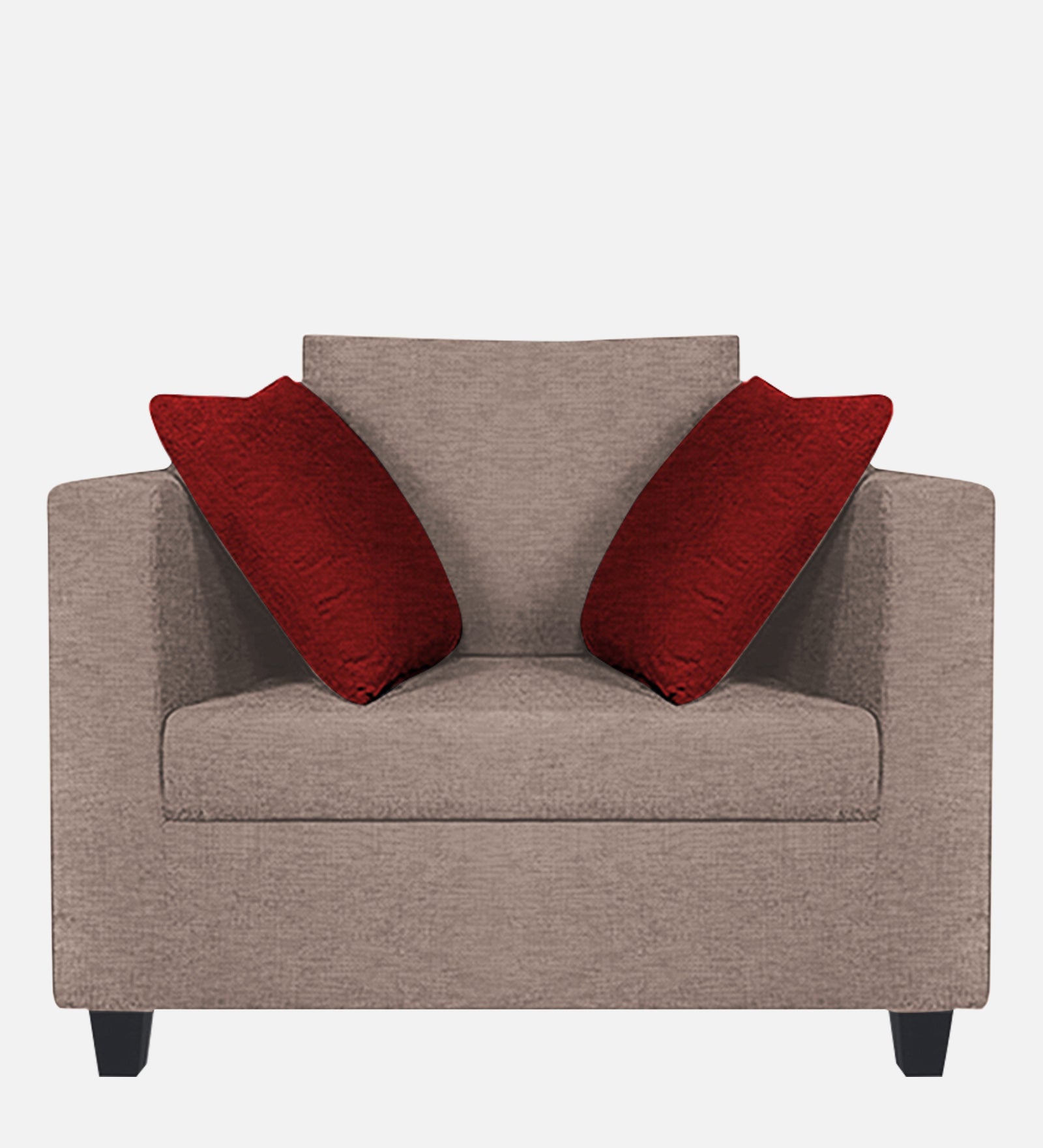 Nuska Fabric 1 Seater Sofa in Kadhi Beige Colour