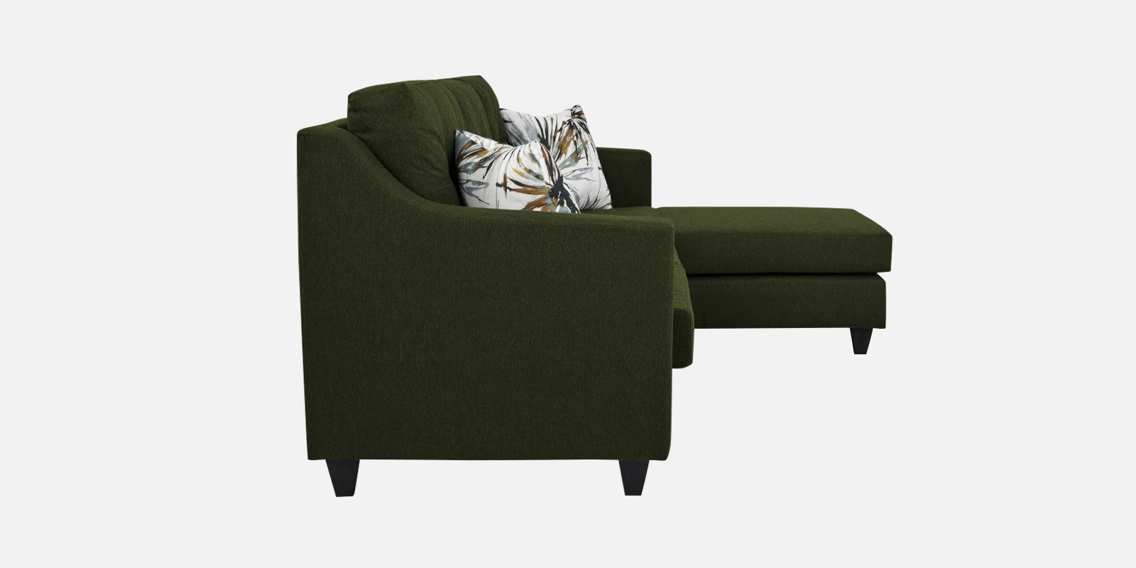 Welly Fabric LHS Sectional Sofa (3+Lounger) In Olive Green Colour - Febonic Living