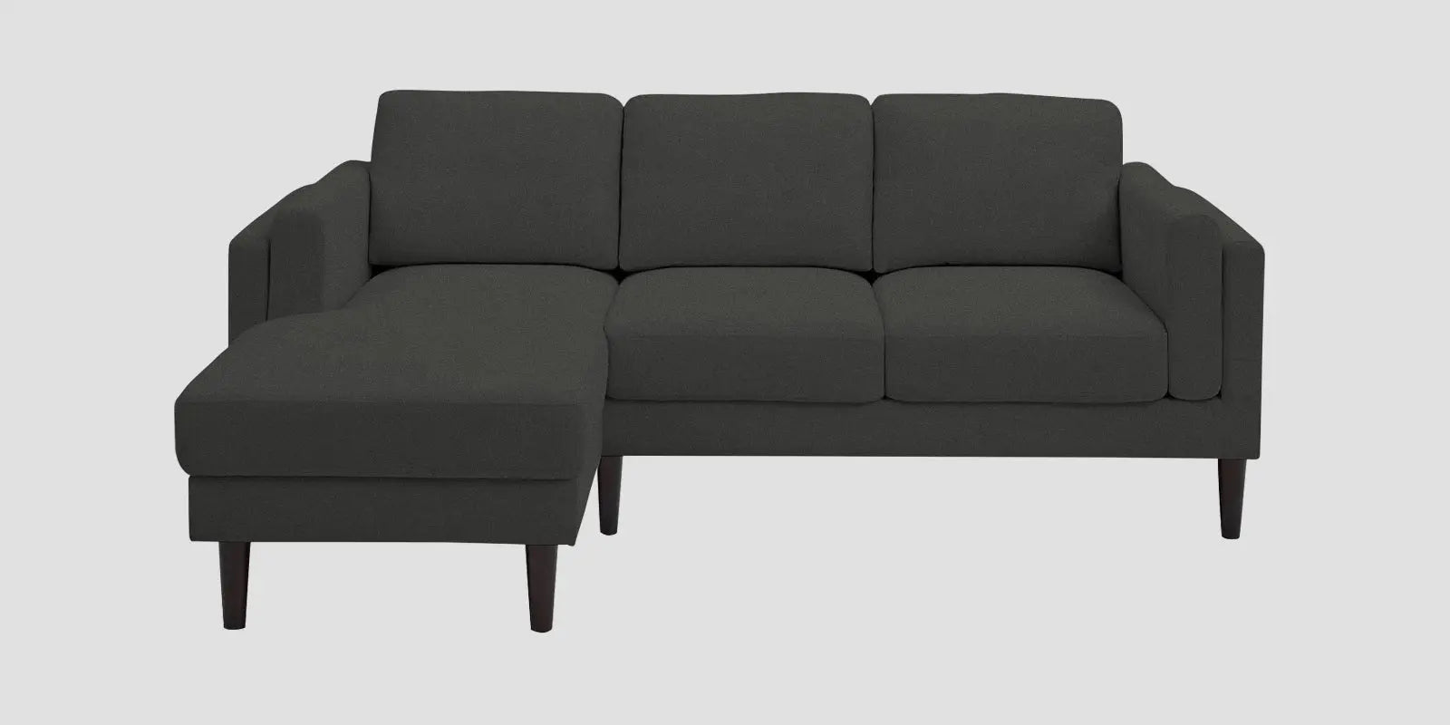 Creata Fabric RHS Sectional Sofa (2+Lounger) In Charcoal Grey Colour Febonic Living