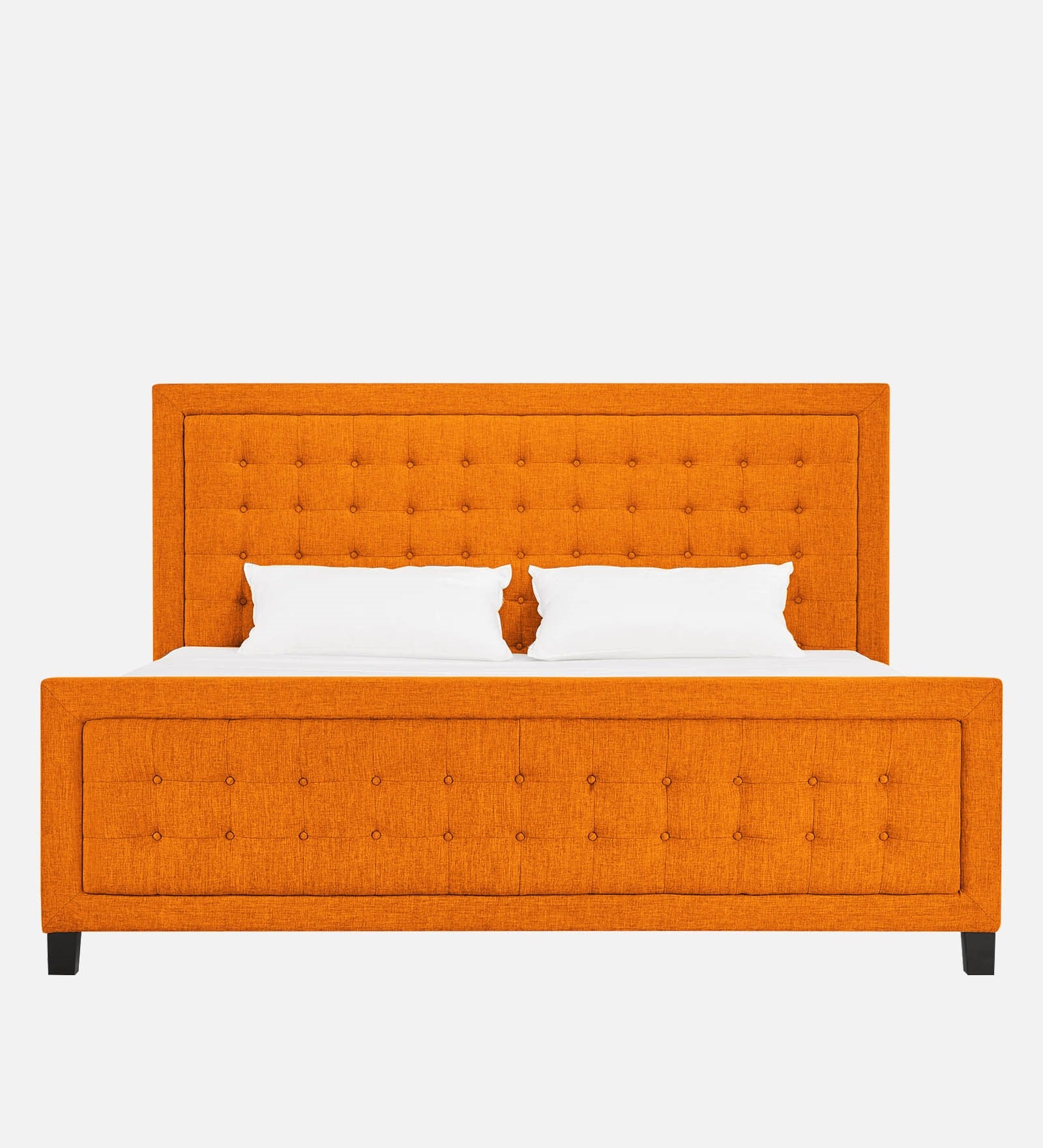 Kaster Fabric Upholstered King Size Bed In Vivid Orange Colour - Febonic Living