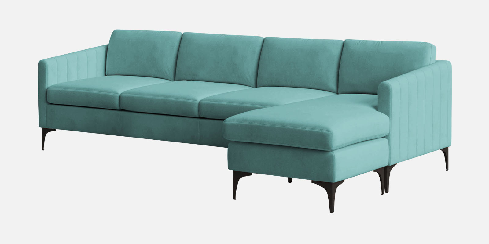 Haru Fabric LHS Sectional Sofa (3+Lounger) In Barmunda Aqua Colour - Febonic Living