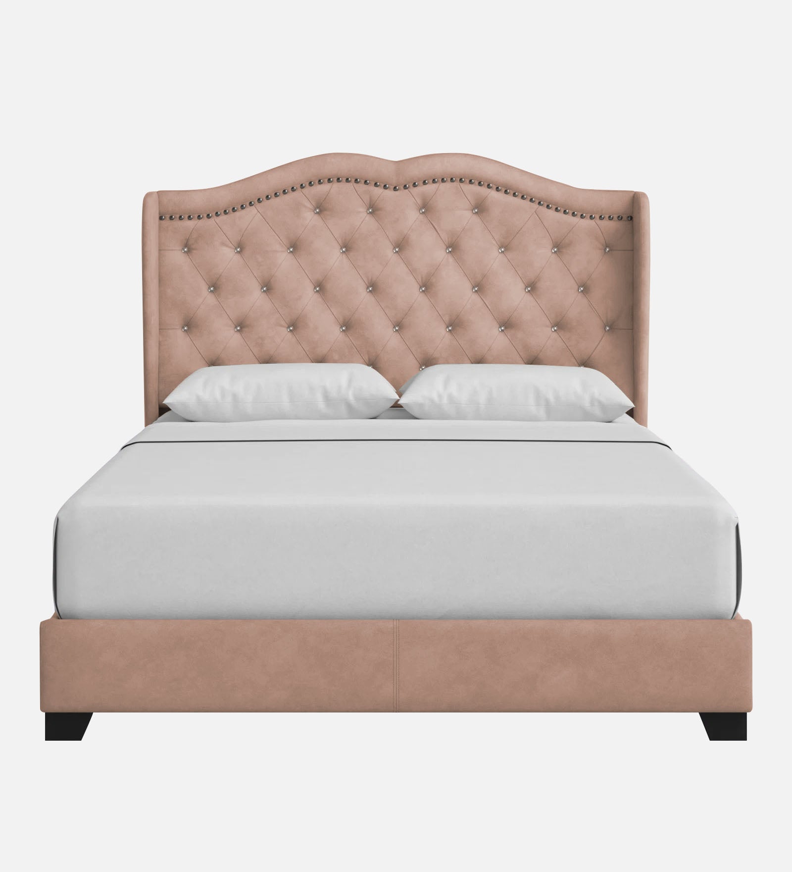 Blake Fabric Queen Size Bed in Olive Beige Colour - Febonic Living