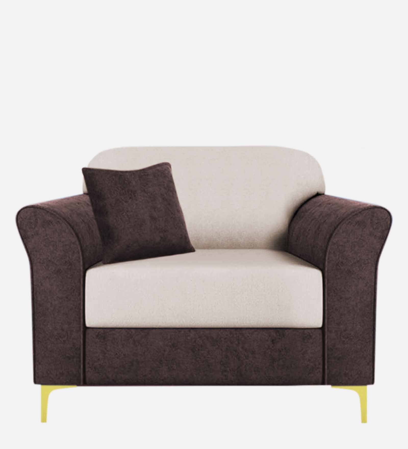 Jordan Velvet 1 Seater Sofa In Mocha Brown And Camel Beige Colour - Febonic Living