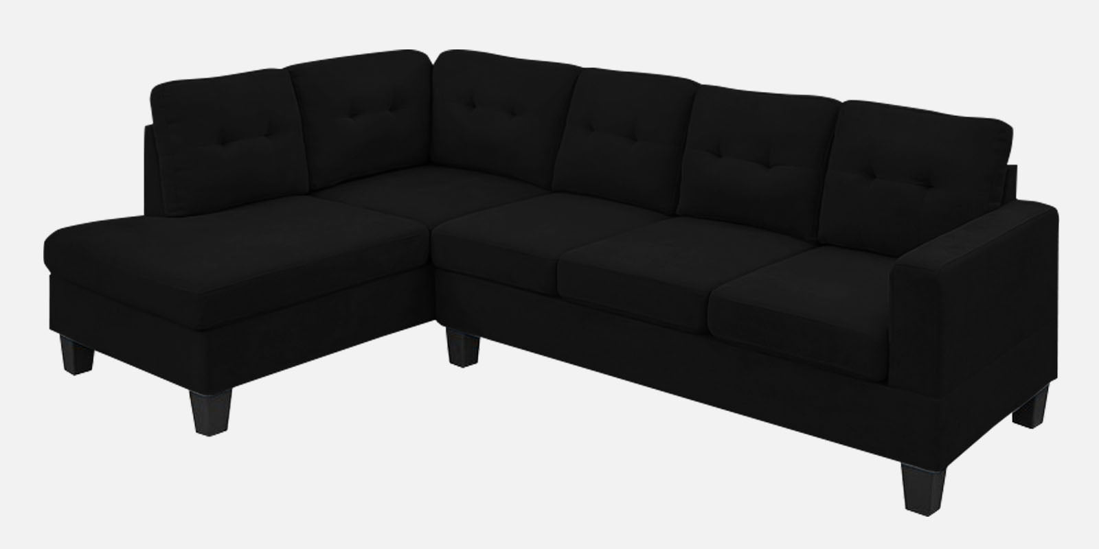 Thomas Fabric RHS Sectional Sofa (3+Lounger) In Zed Black Colour - Febonic Living