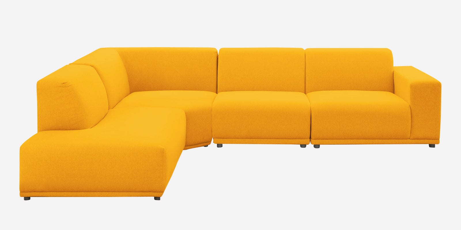 Adam Fabric LHS Sectional Sofa (3+Ottoman Lounger) In Bold Yellow Colour - Febonic Living