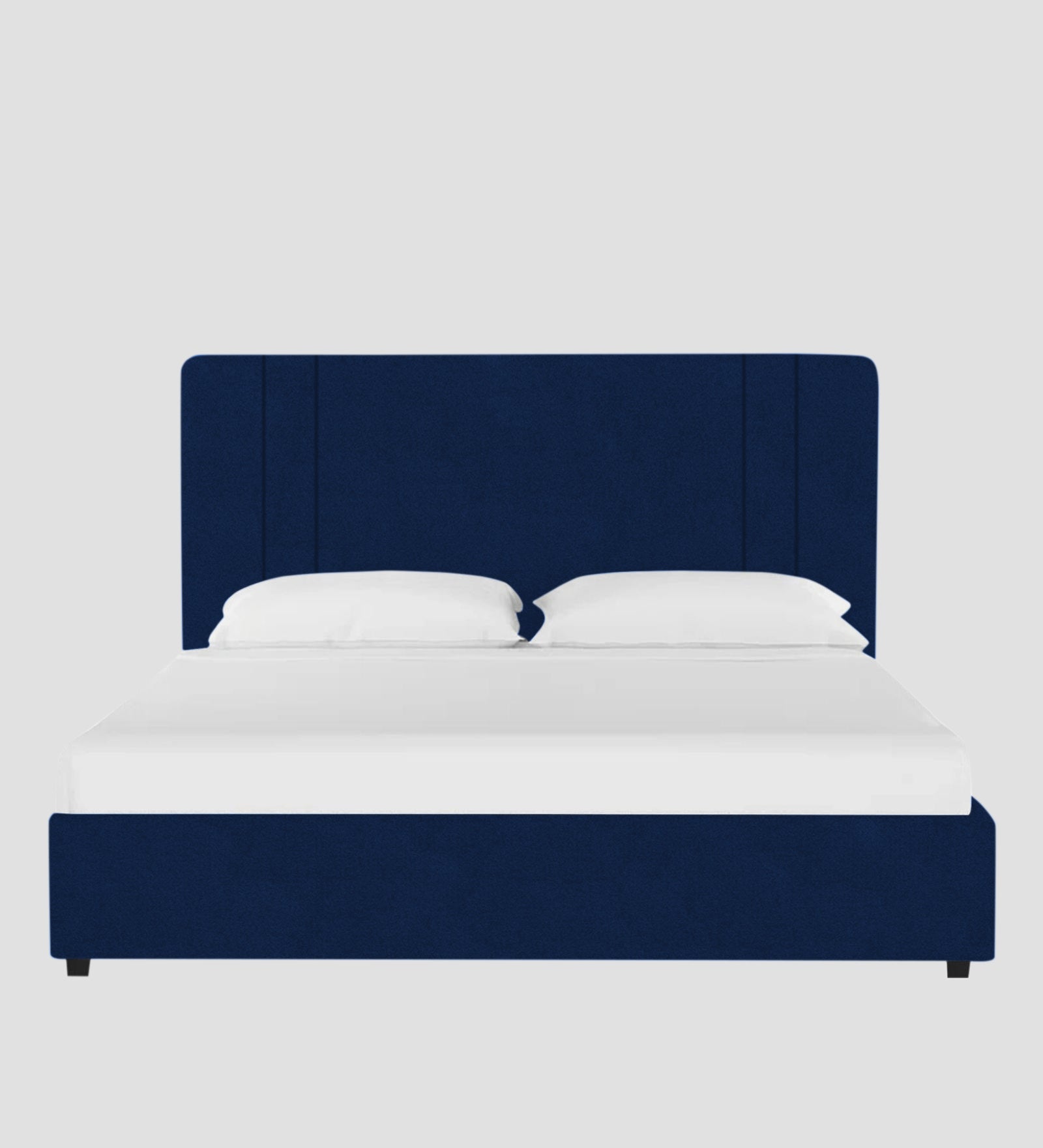 Asyra Velvet Upholstered King Size Bed In Imperial Blue Colour With Box Storage - Febonic Living