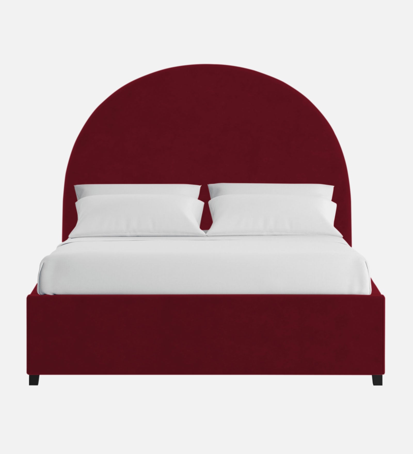 Maro Velvet Upholstered King Size Bed In Dark Maroon Colour - Febonic Living