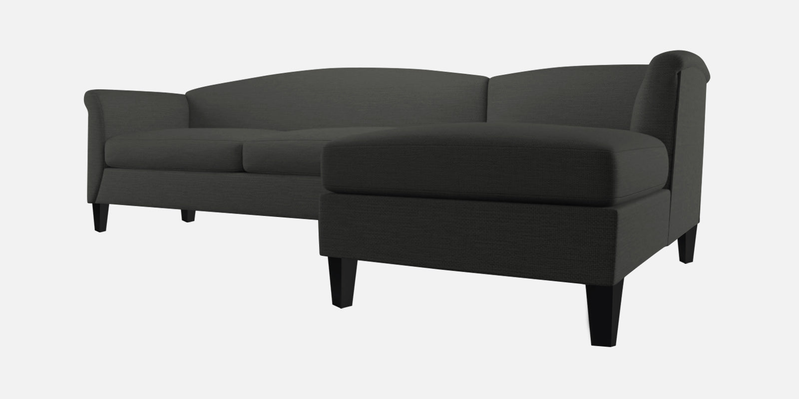 Kimber Fabric LHS Sectional Sofa (3+Lounger) In Charcoal Grey Colour - Febonic Living