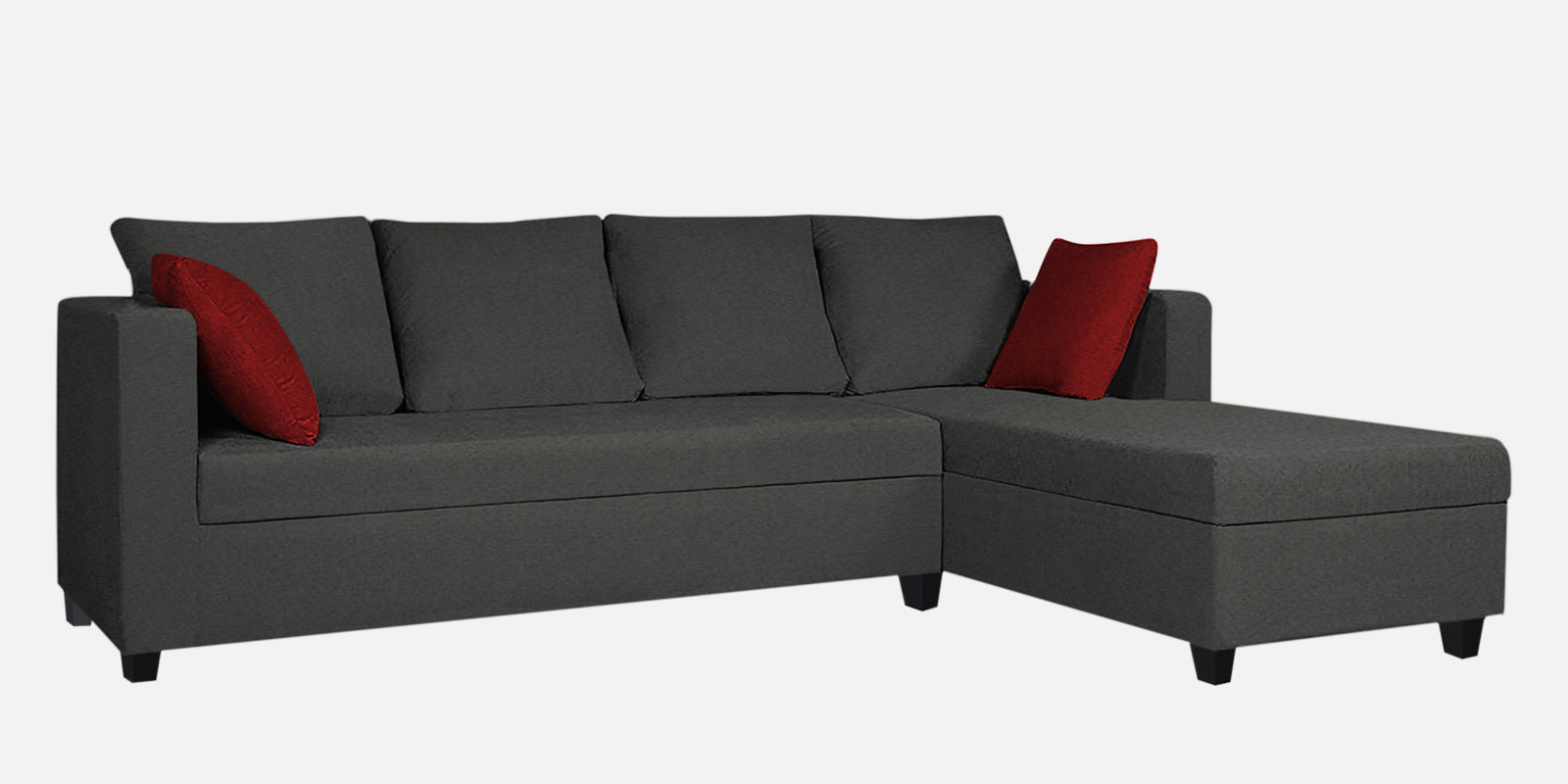 Nebula Fabric LHS Sectional Sofa (3+Lounger) In Charcoal Grey Colour - Febonic Living