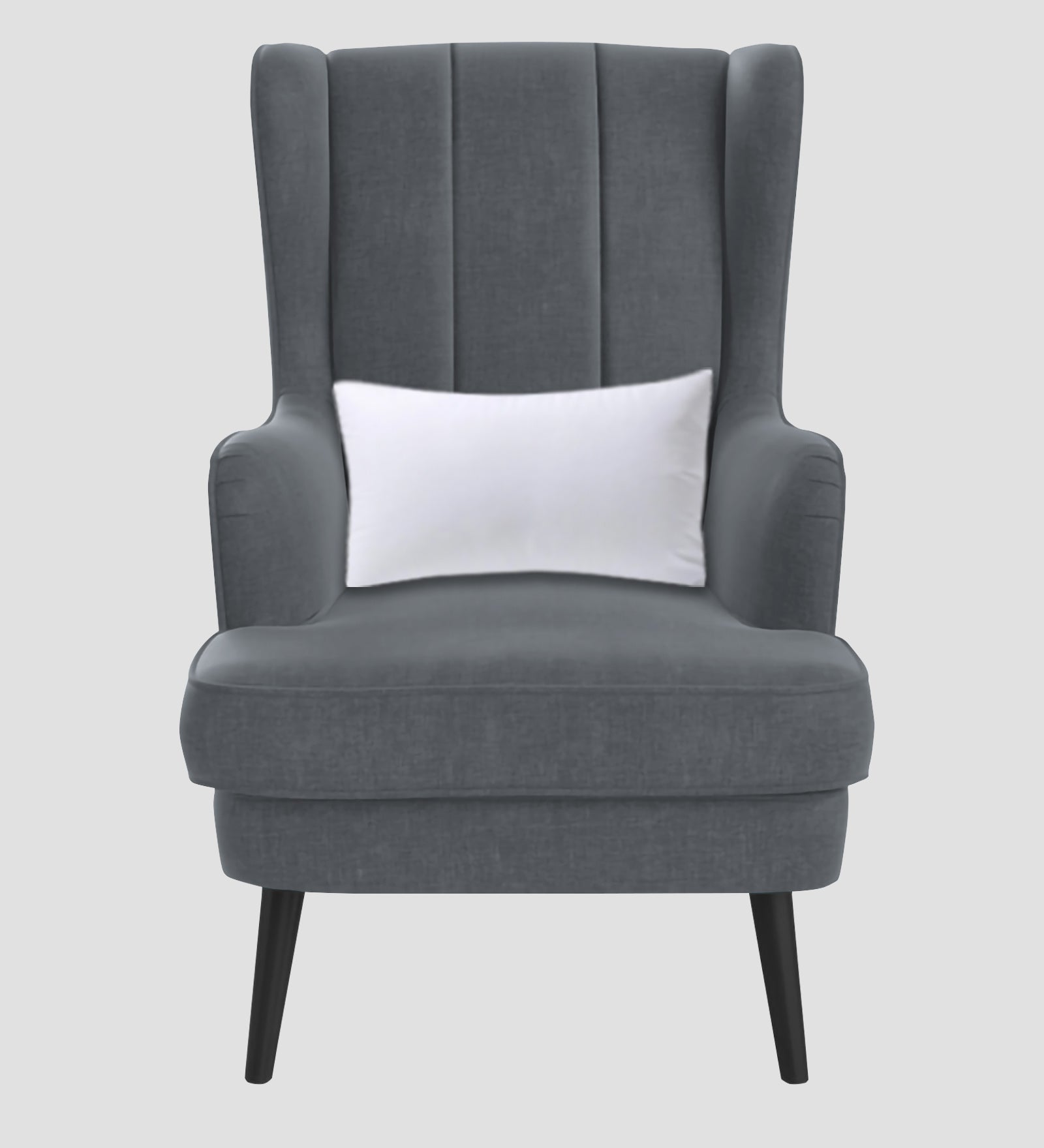 Niya Velvet Wing Chair In Pubble Grey Colour - Febonic Living