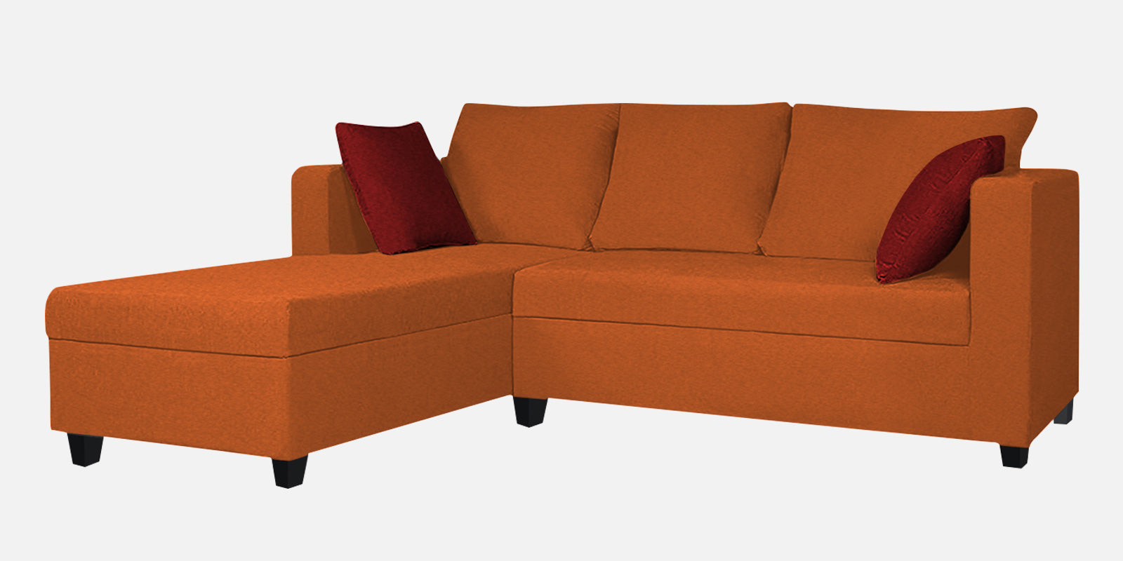 Nebula Fabric RHS Sectional Sofa (2+Lounger) In Vivid Orange Colour - Febonic Living