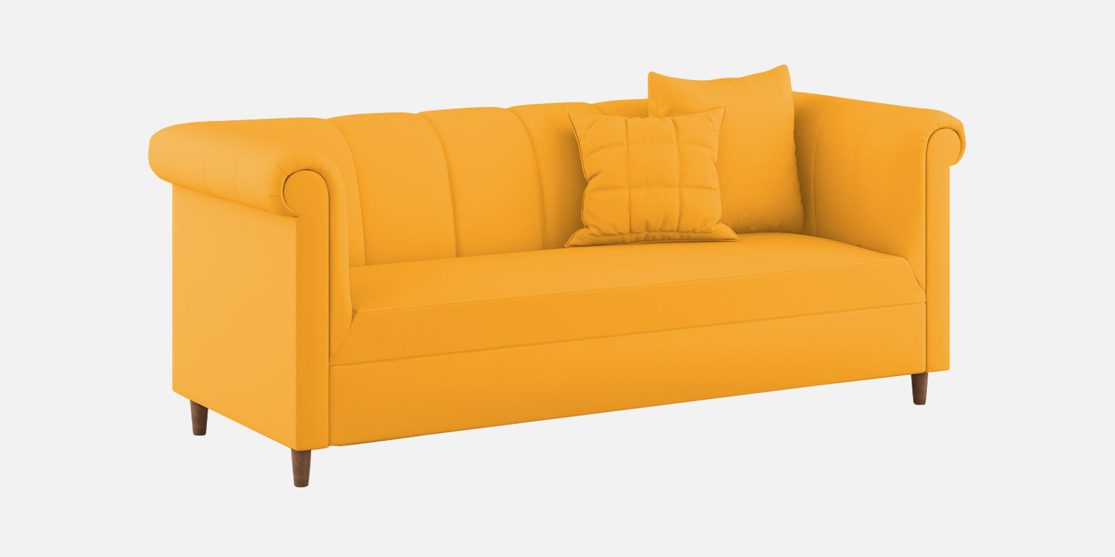 Rubi Velvet 3 Seater Sofa In Safforn Yellow Colour - Febonic Living