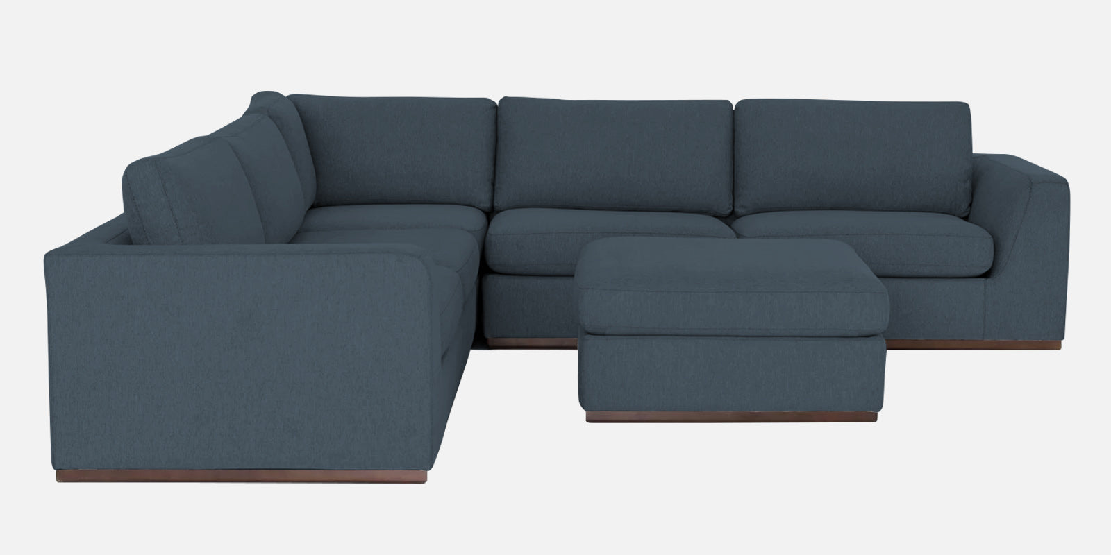 Freedom Velvet 6 Seater LHS Corner Sofa In Oxford Blue Colour With Ottoman - Febonic Living