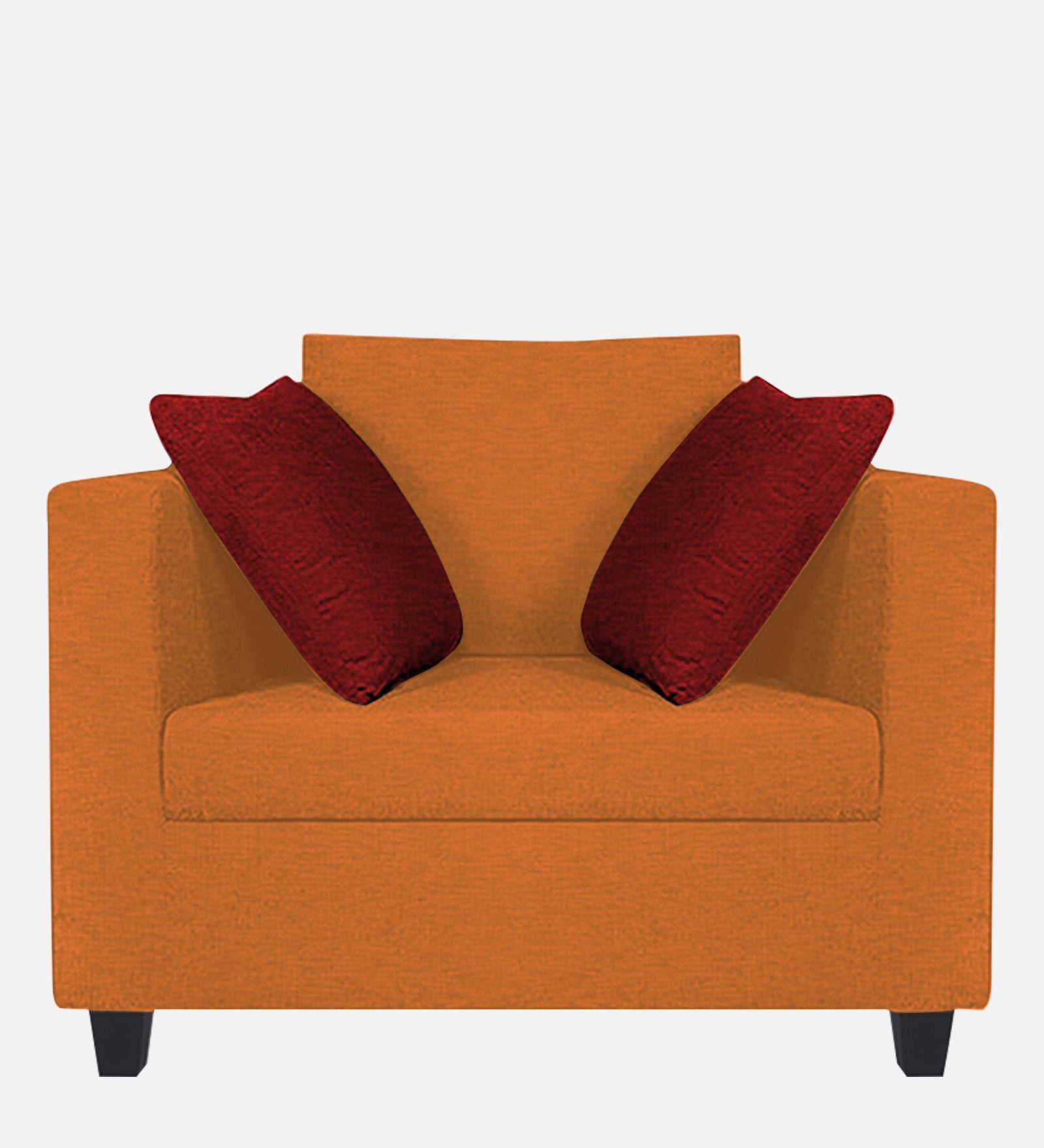 Nuska Fabric 1 Seater Sofa In Dark Orange Colour - Febonic Living
