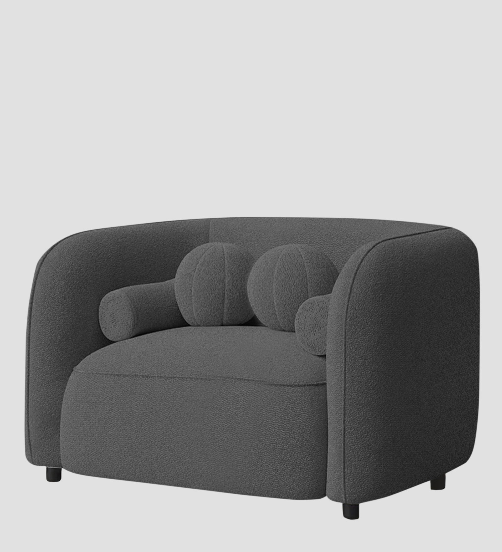 Corny Boucle Fabric 1 Seater Sofa In Lava Grey Colour - Febonic Living